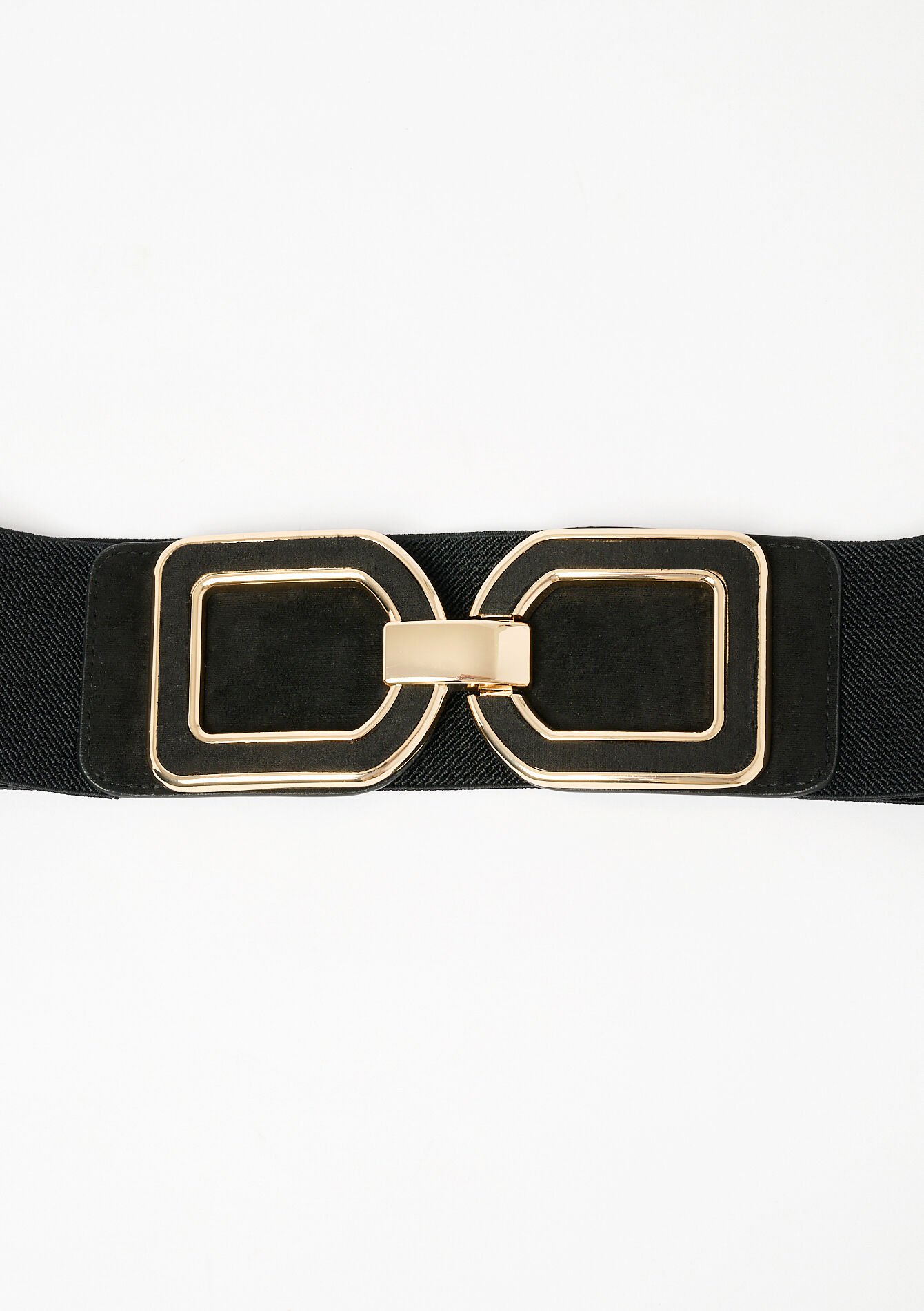 Suede ceintuur met rechthoekige gesp - BLACK - 14001744_1119