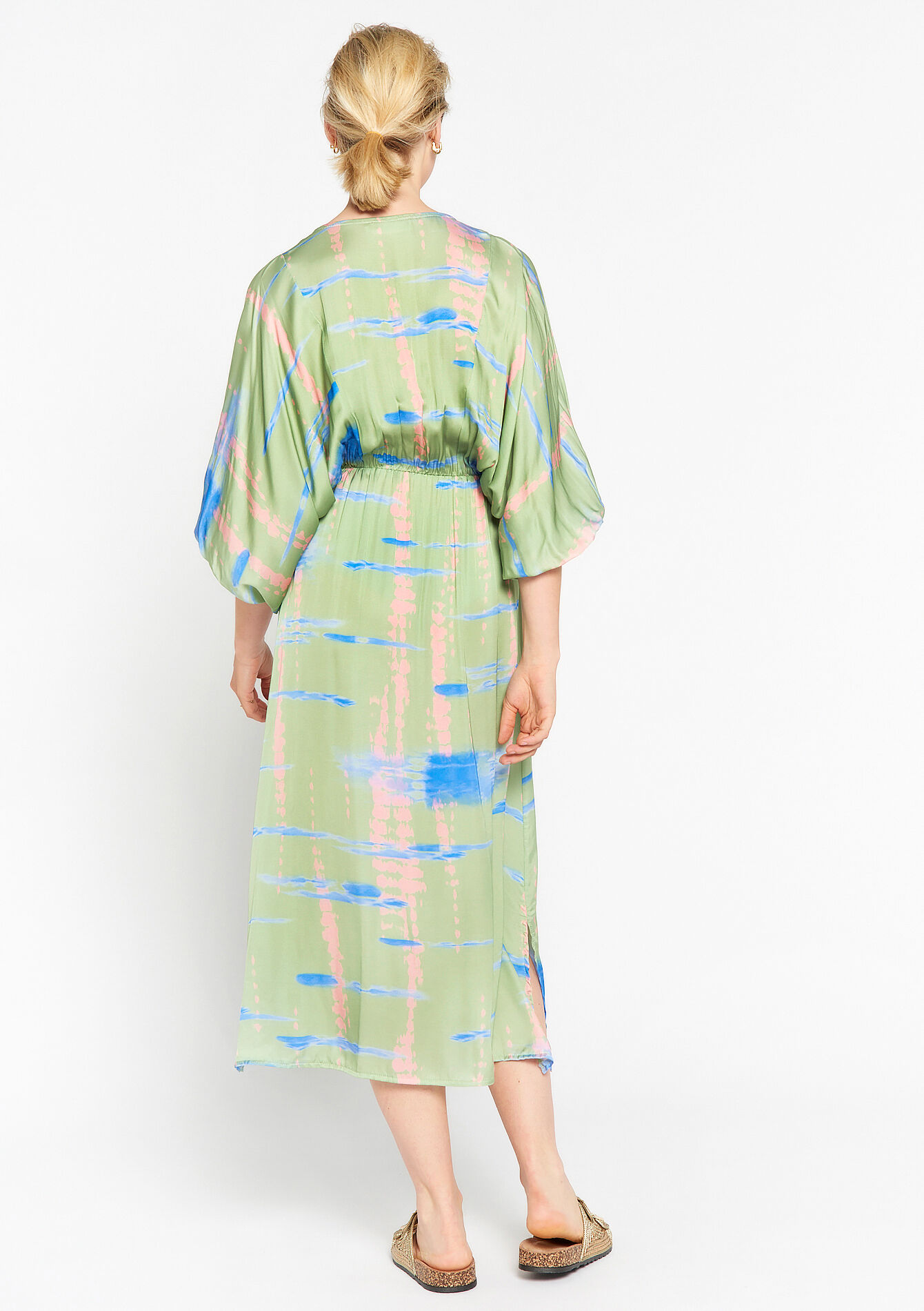 Robe en satin en tie and dye - MINT GREEN - 08602077_1723