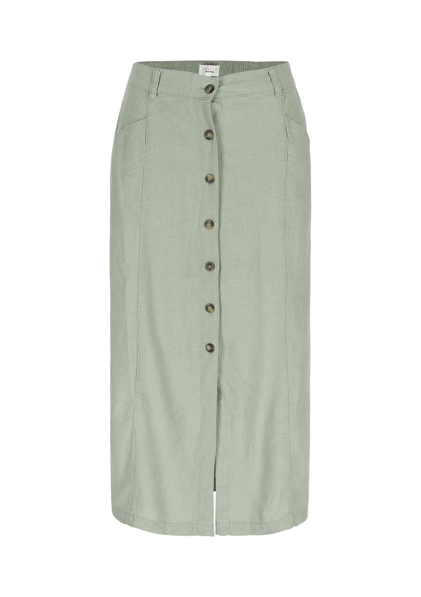 Linnen maxirok, Linnen maxirok - KHAKI FADED - 07101185_4326