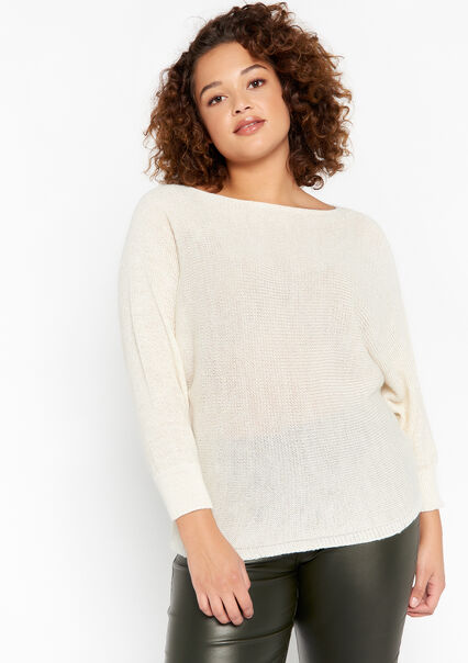 Lurex pullover with batwing sleeves - OFFWHITE - 04005984_1001