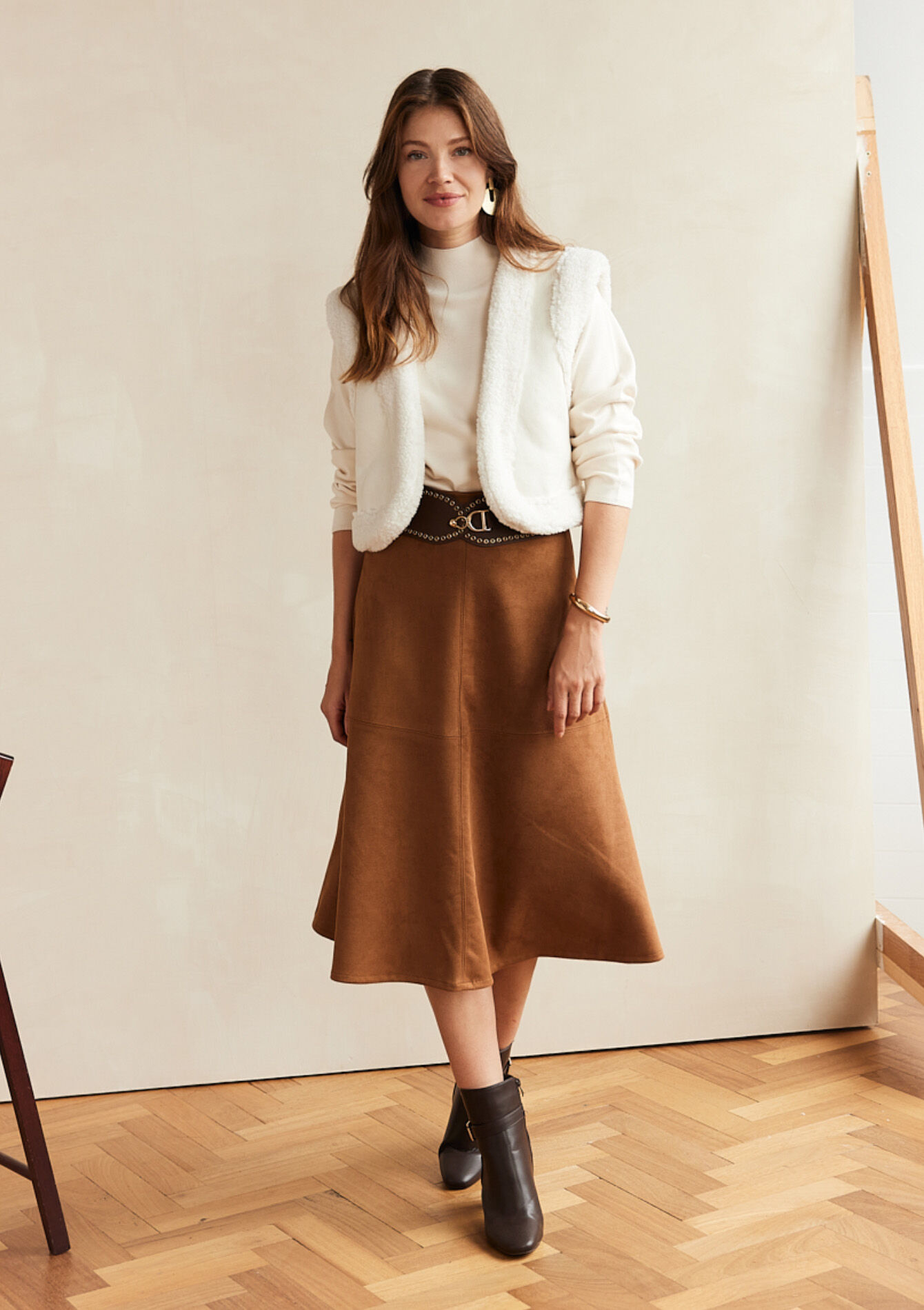 Suede midirok, Suede midirok - CAMEL CINNAMON - 07101288_3835