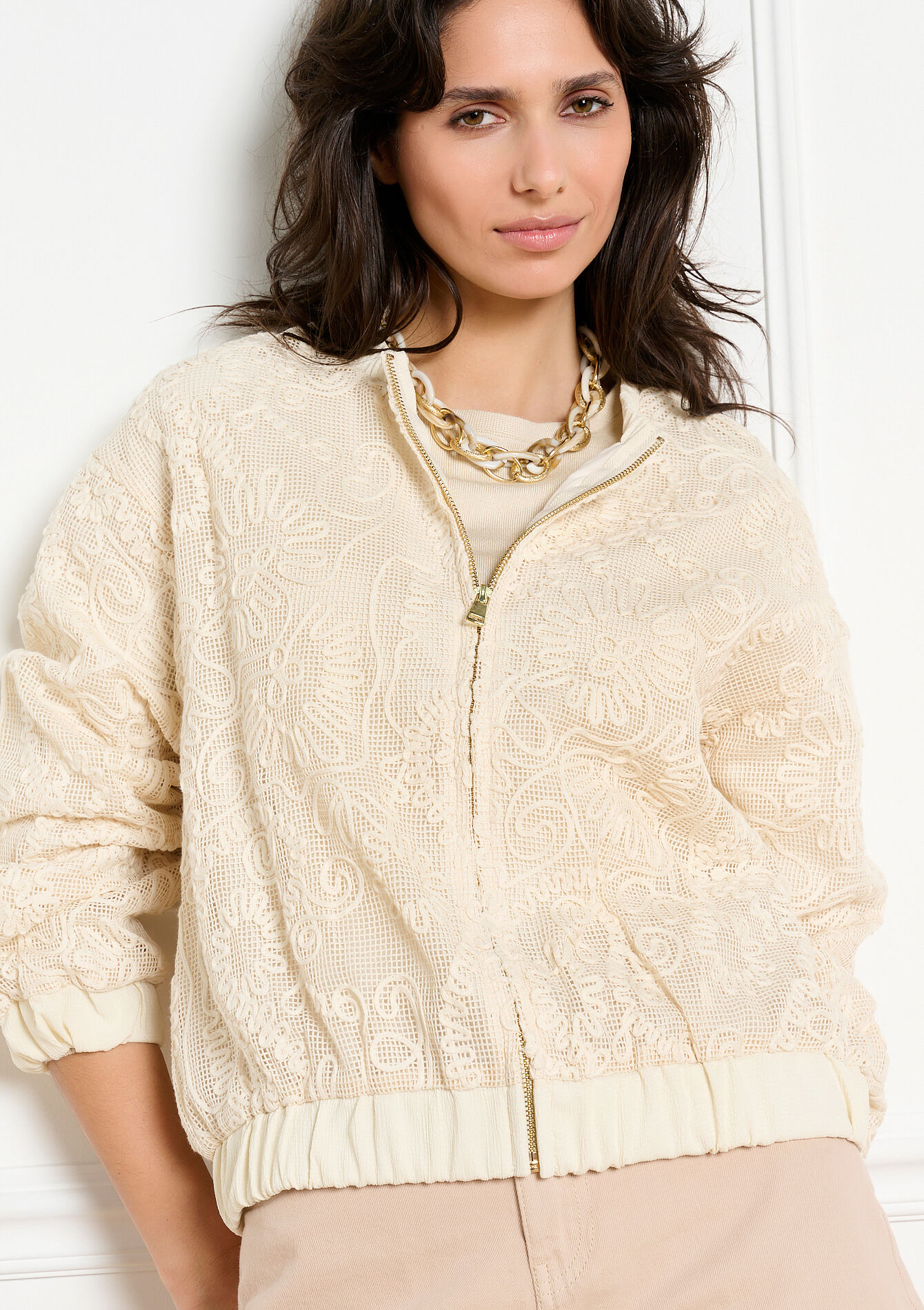 Bomber brodé - VANILLA WHITE - 09101140_1013