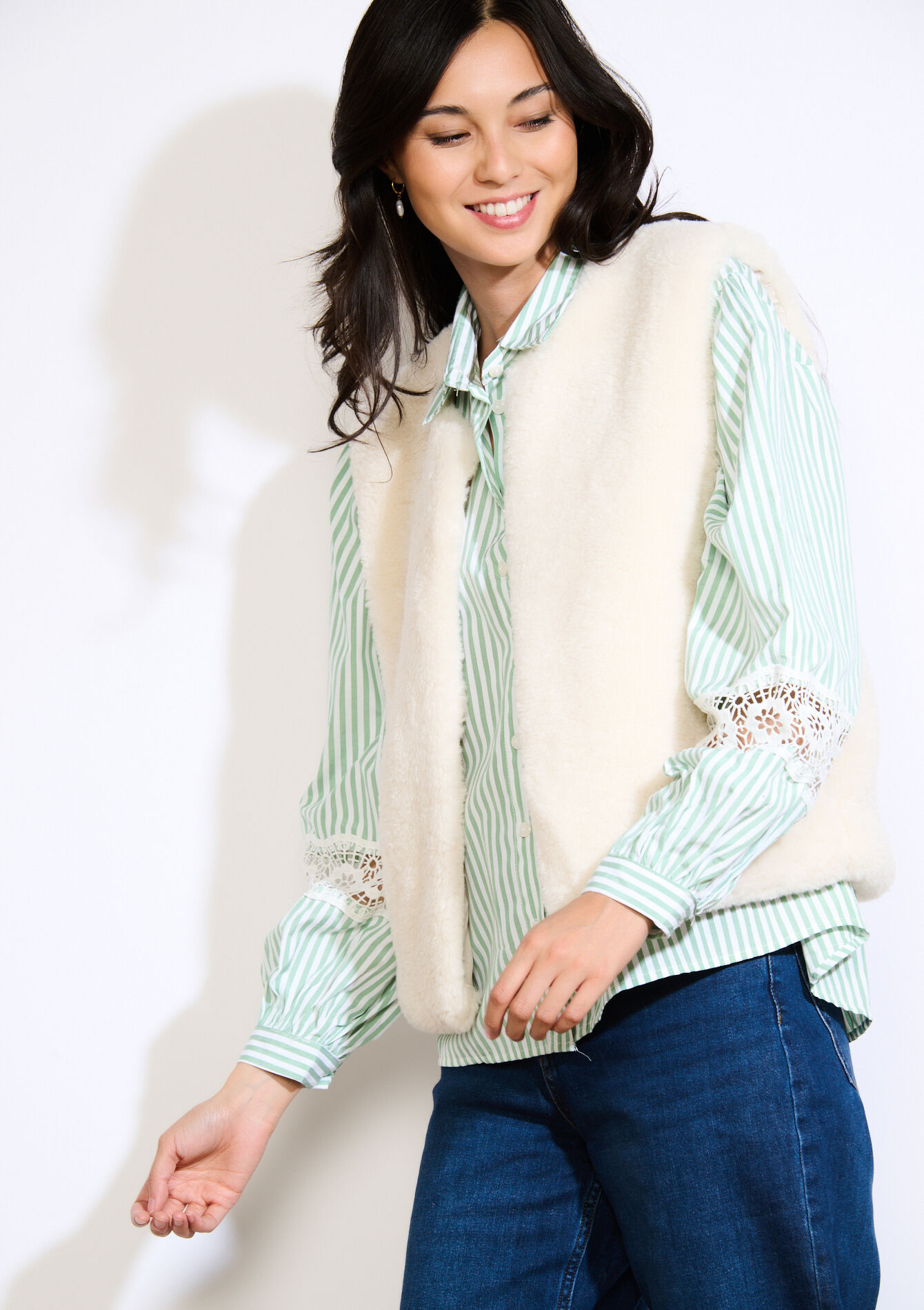 Gilet sans manches bouclette, Gilet sans manches bouclette - OFFWHITE - 09001471_1001