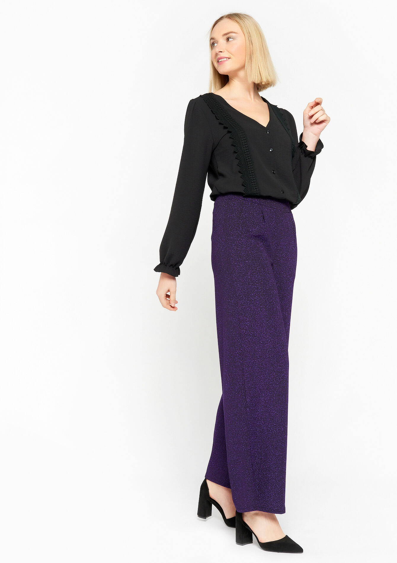 Lurex trousers, Lurex trousers - PURPLE - 06600725_5902