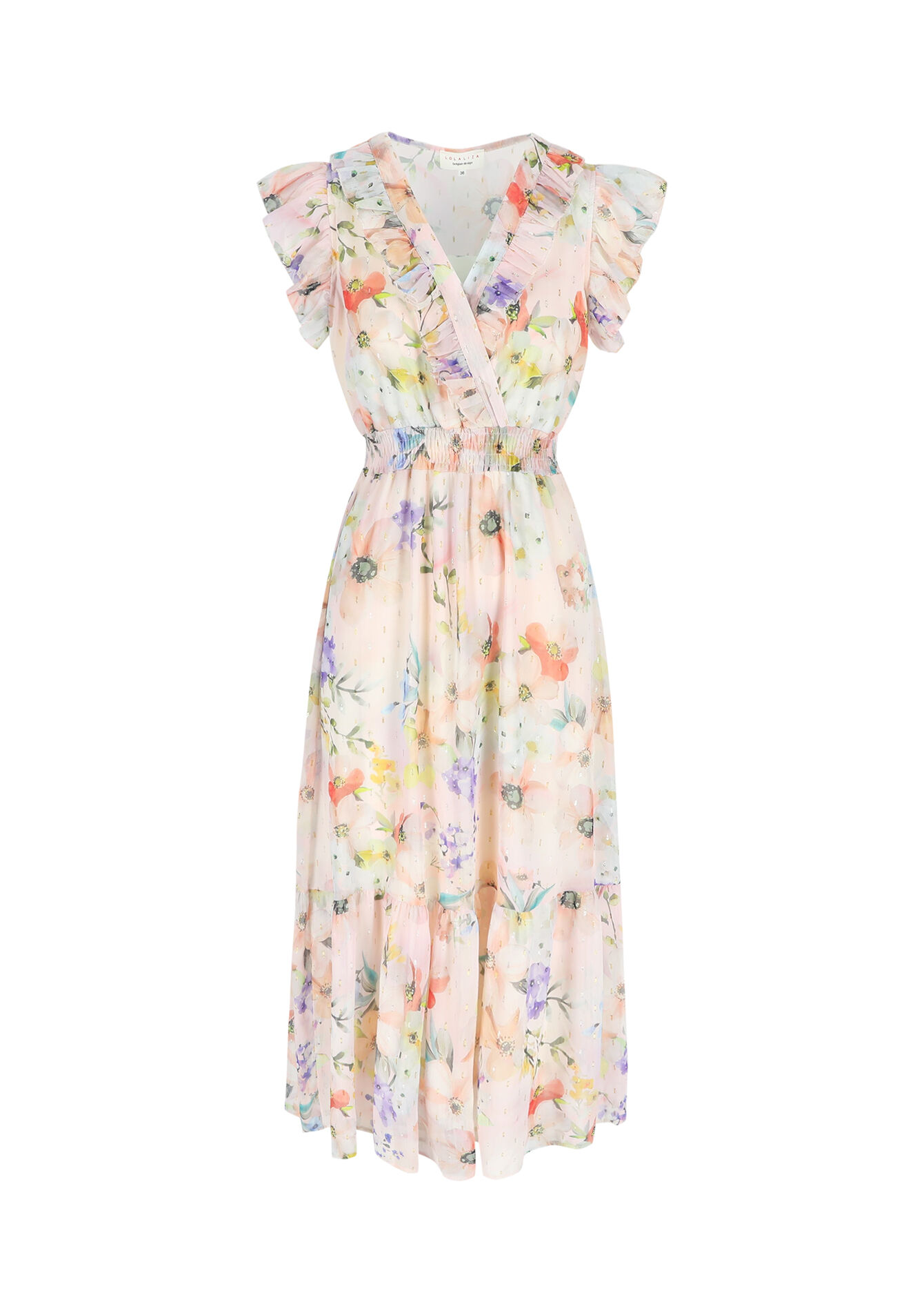 Maxi-jurk met bloemenprint, Maxi-jurk met bloemenprint - NUDE PINK - 08103812_1301