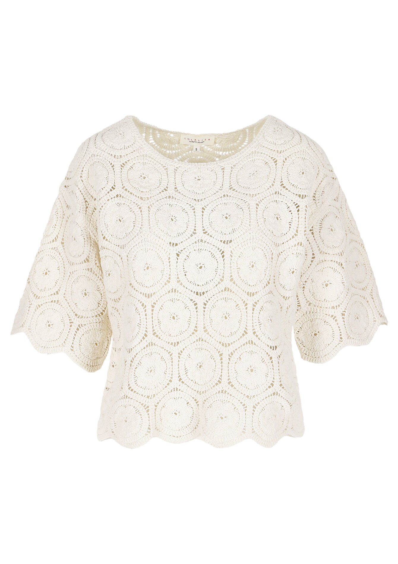 Gehaakt opengewerkt top - VANILLA WHITE - 04007065_1013