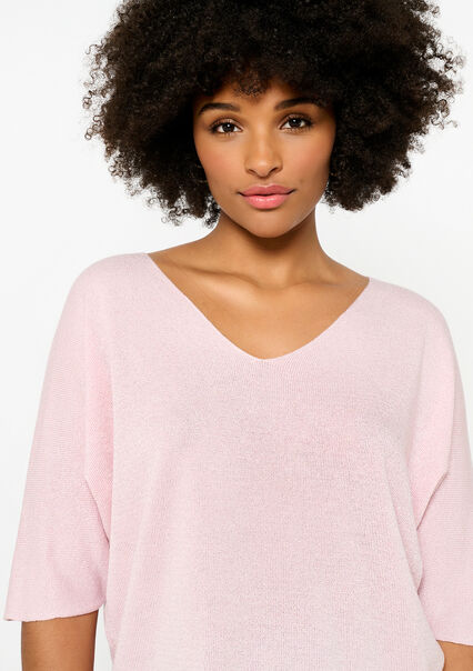 Fine-knit pullover with lurex - LIGHT PINK - 04006552_1303