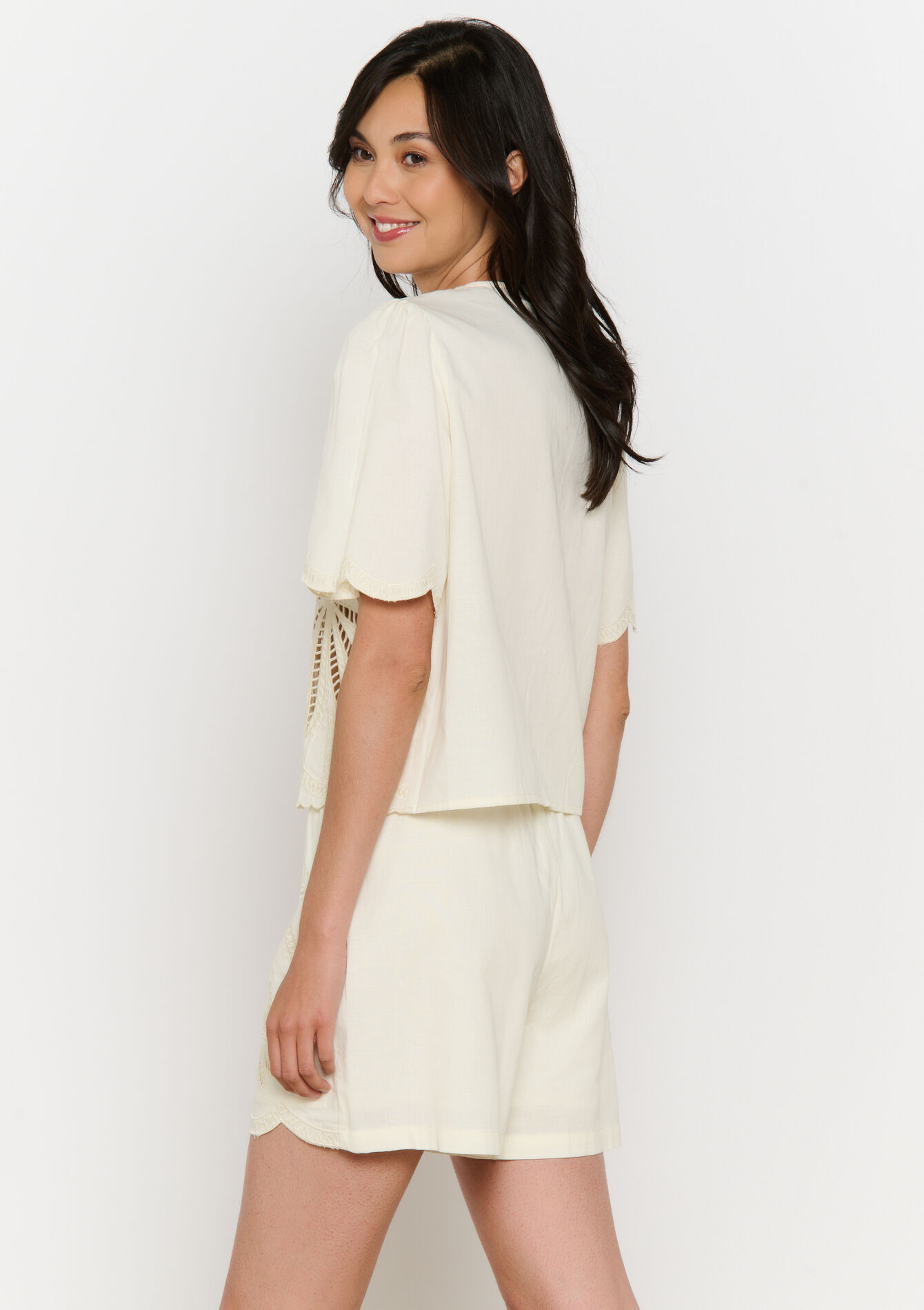 Tie-front broderie blouse, Tie-front broderie blouse - VANILLA WHITE - 05702812_1013