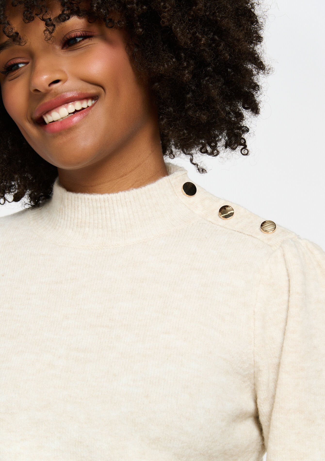 Trui-jurk met knopen, Trui-jurk met knopen - BEIGE CHINE - 08103518_4025