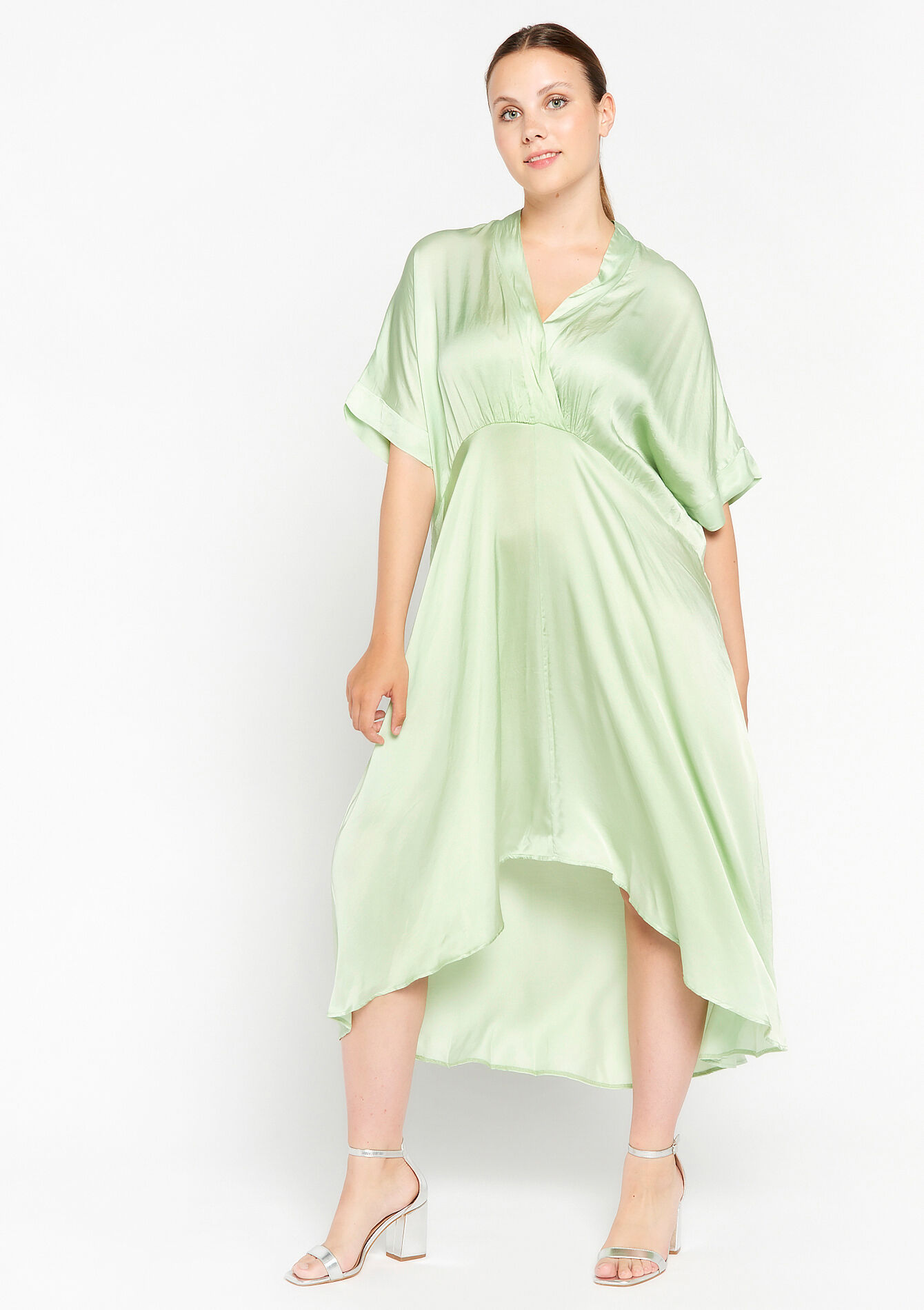Robe longue en satin, Robe longue en satin - LIGHT GREEN PASTEL - 08602049_1822