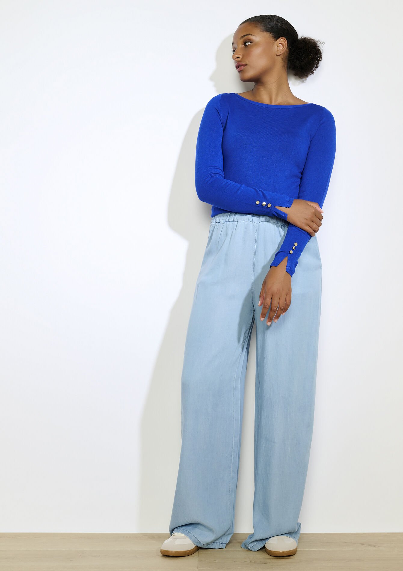 Trui met gouden knopen, Trui met gouden knopen - ELECTRIC BLUE - 04006871_1619