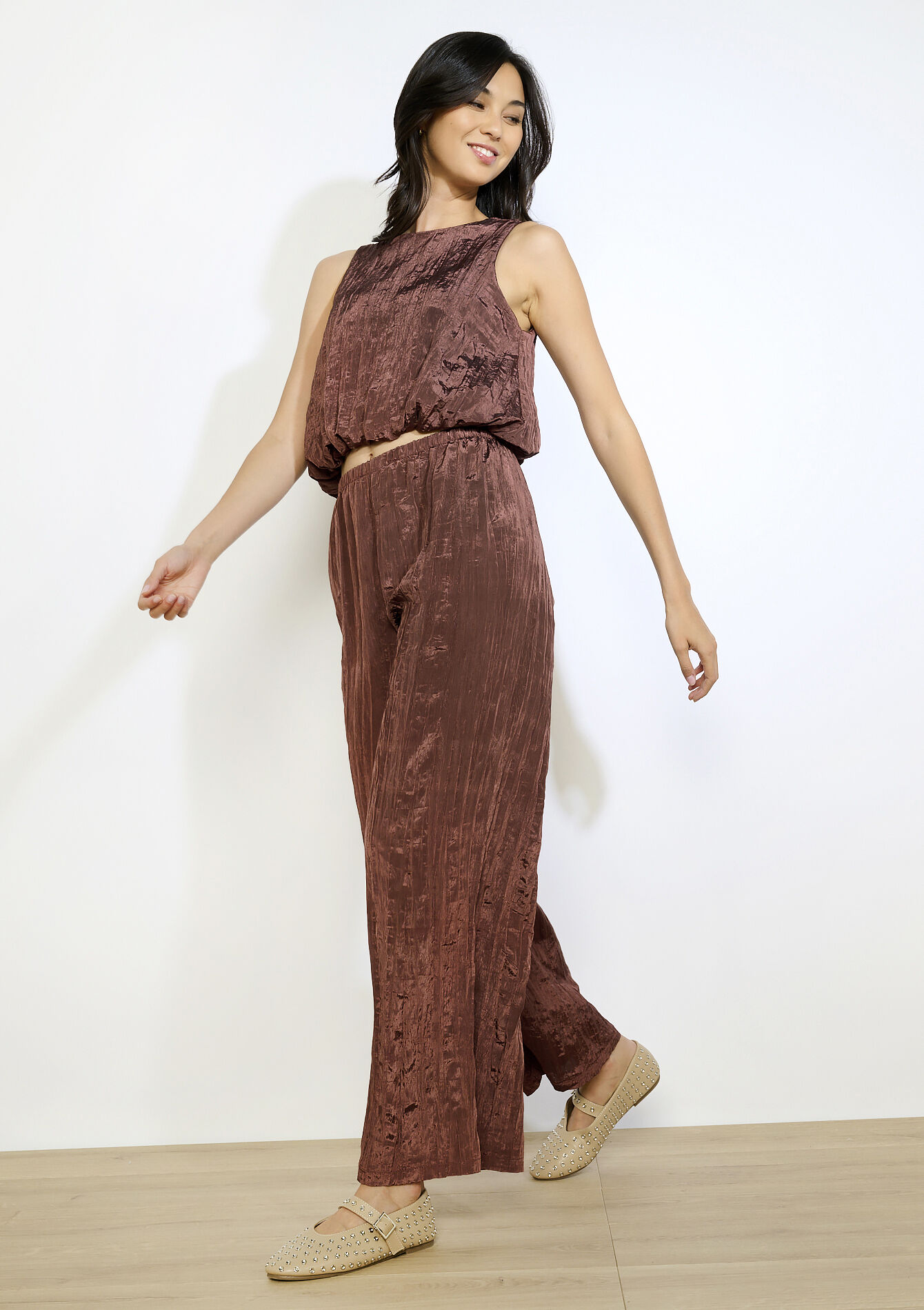 Pantalon fluide élégant - BROWN DARK CHOCOLATE - 06601042_3720