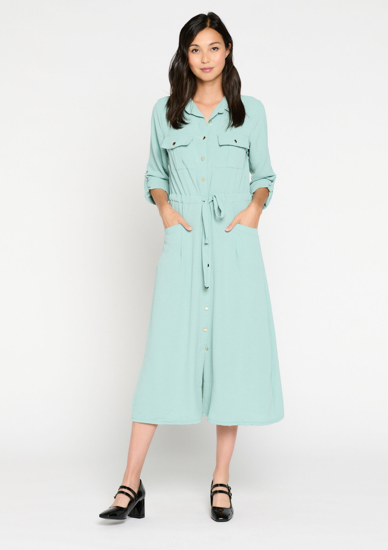 Robe-chemise utilitaire, Robe-chemise utilitaire - MINT GREEN - 08602190