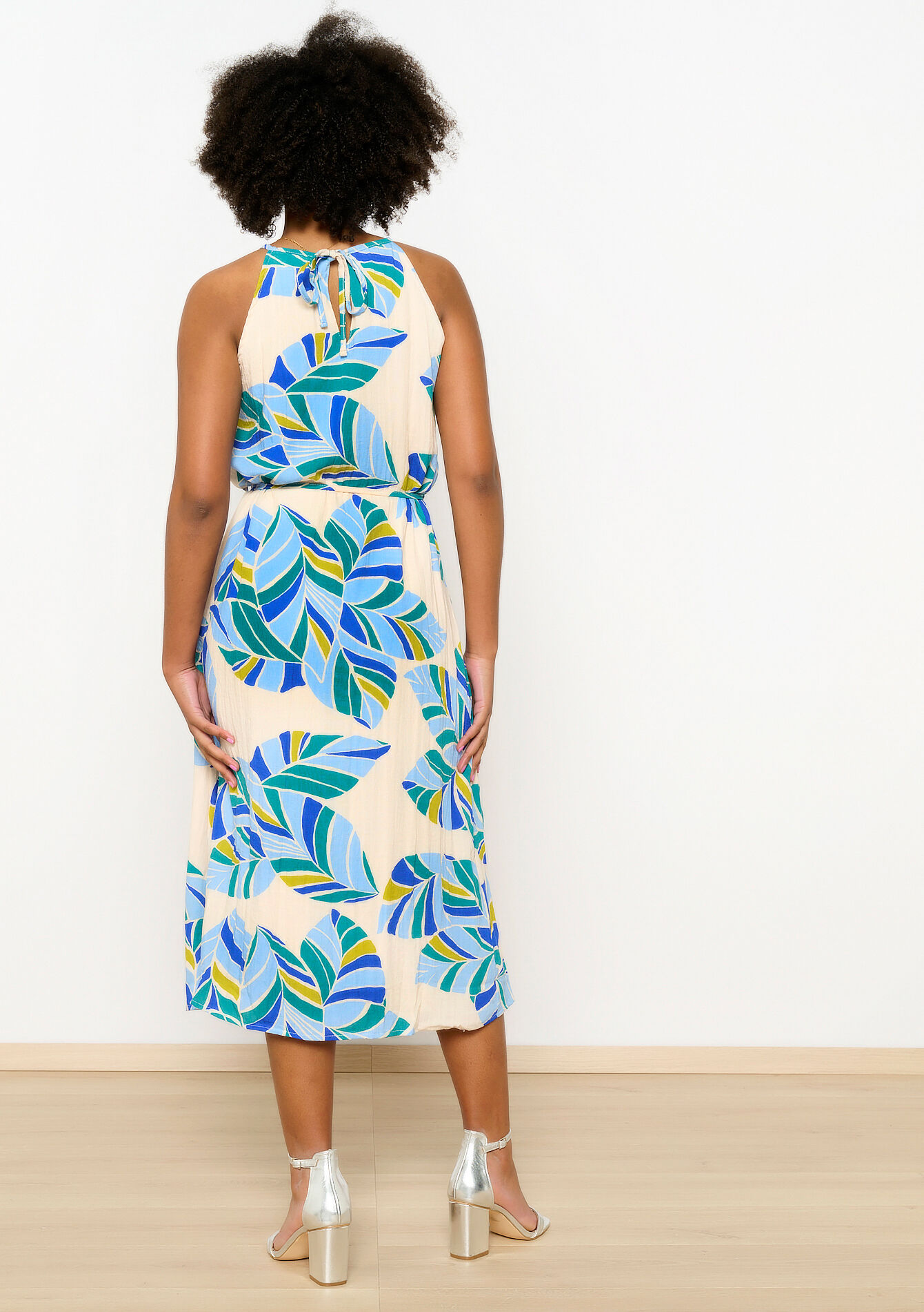 Halter dress with print, Halter dress with print - BLUE FAIENCE - 08103556_1584