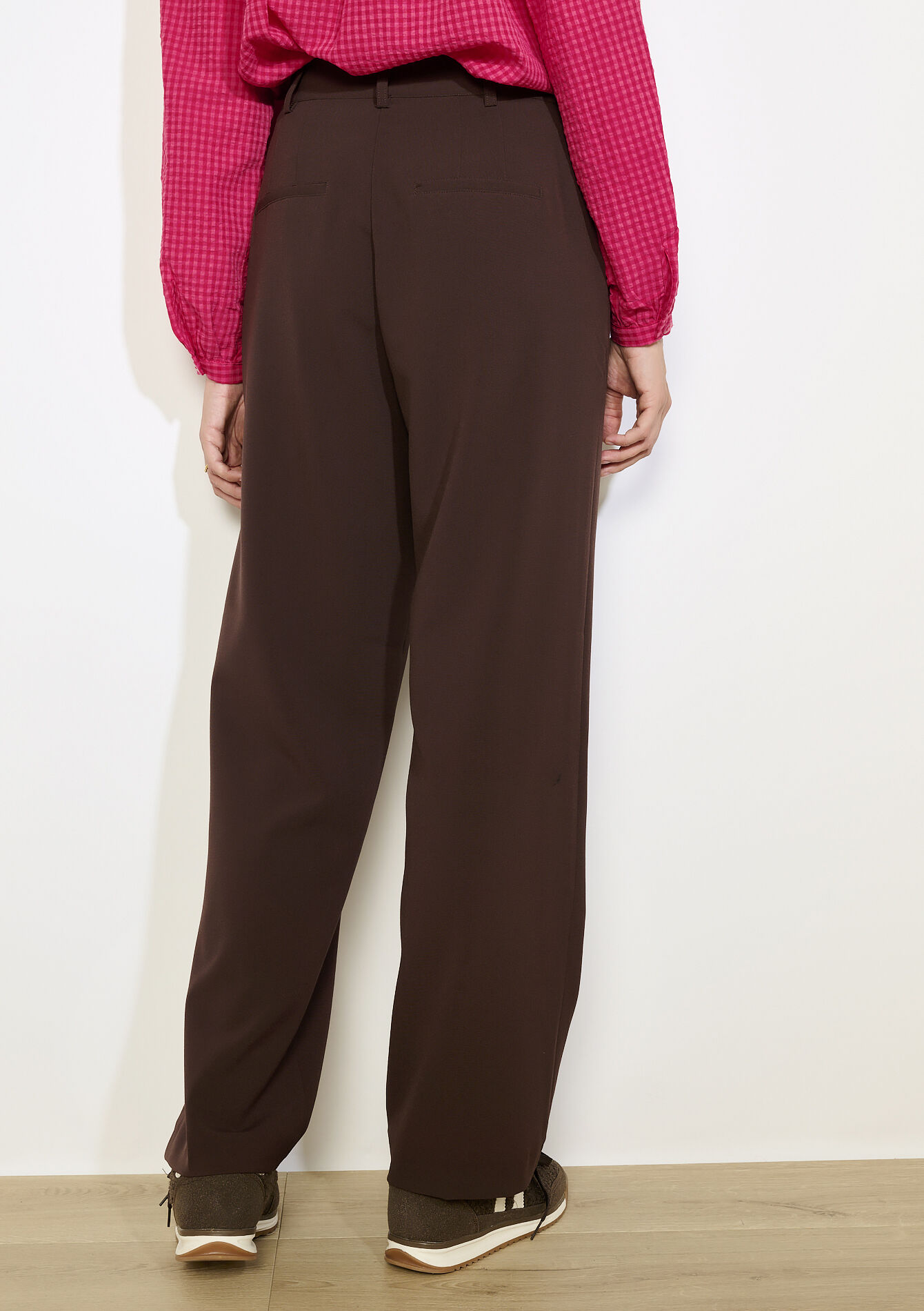 Pantalon fluide taille haute, Pantalon fluide taille haute - BROWN DARK CHOCOLATE - 06100705_3720