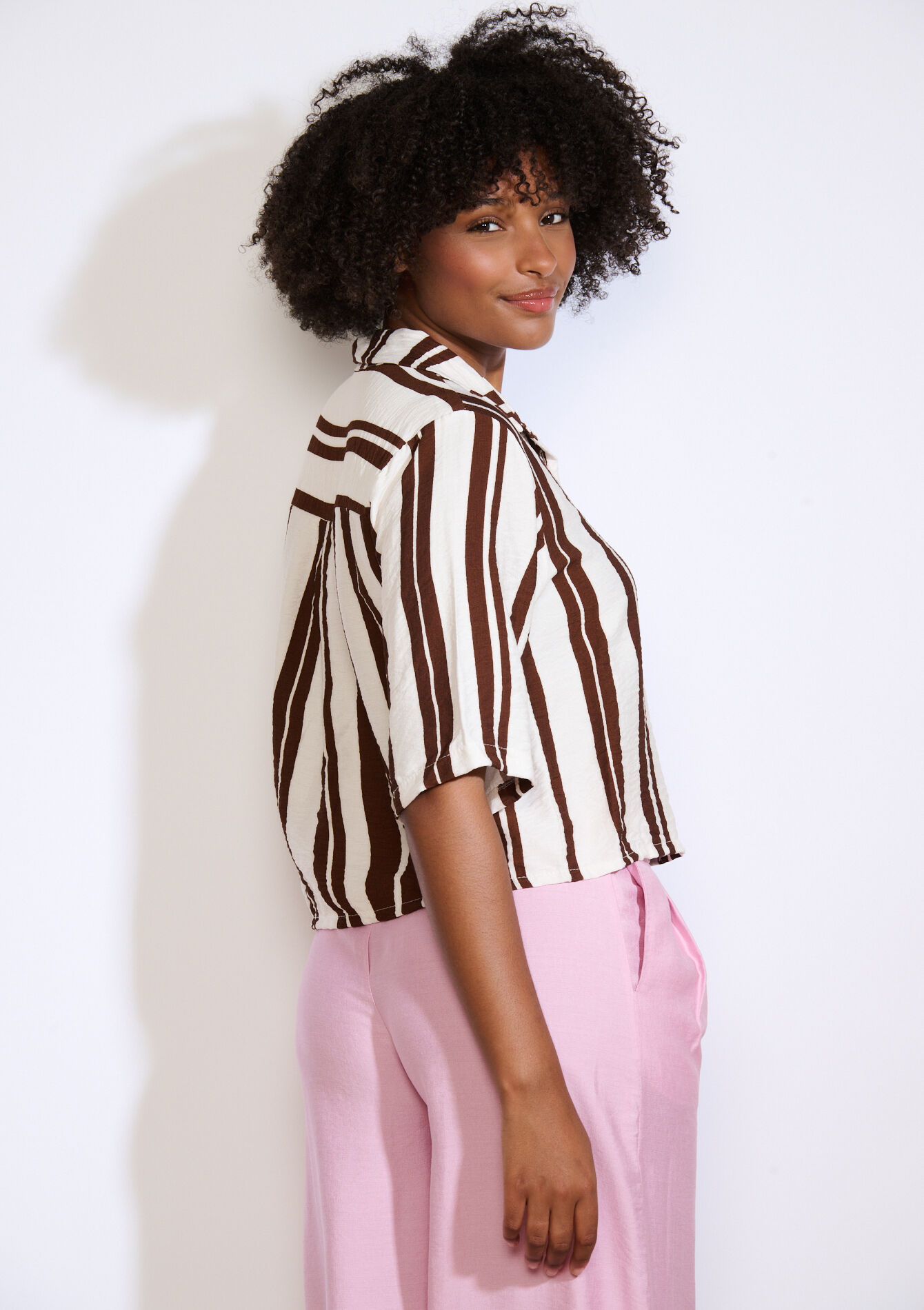 Gestreept soepel hemd, Gestreept soepel hemd - VANILLA WHITE - 05702918_1013