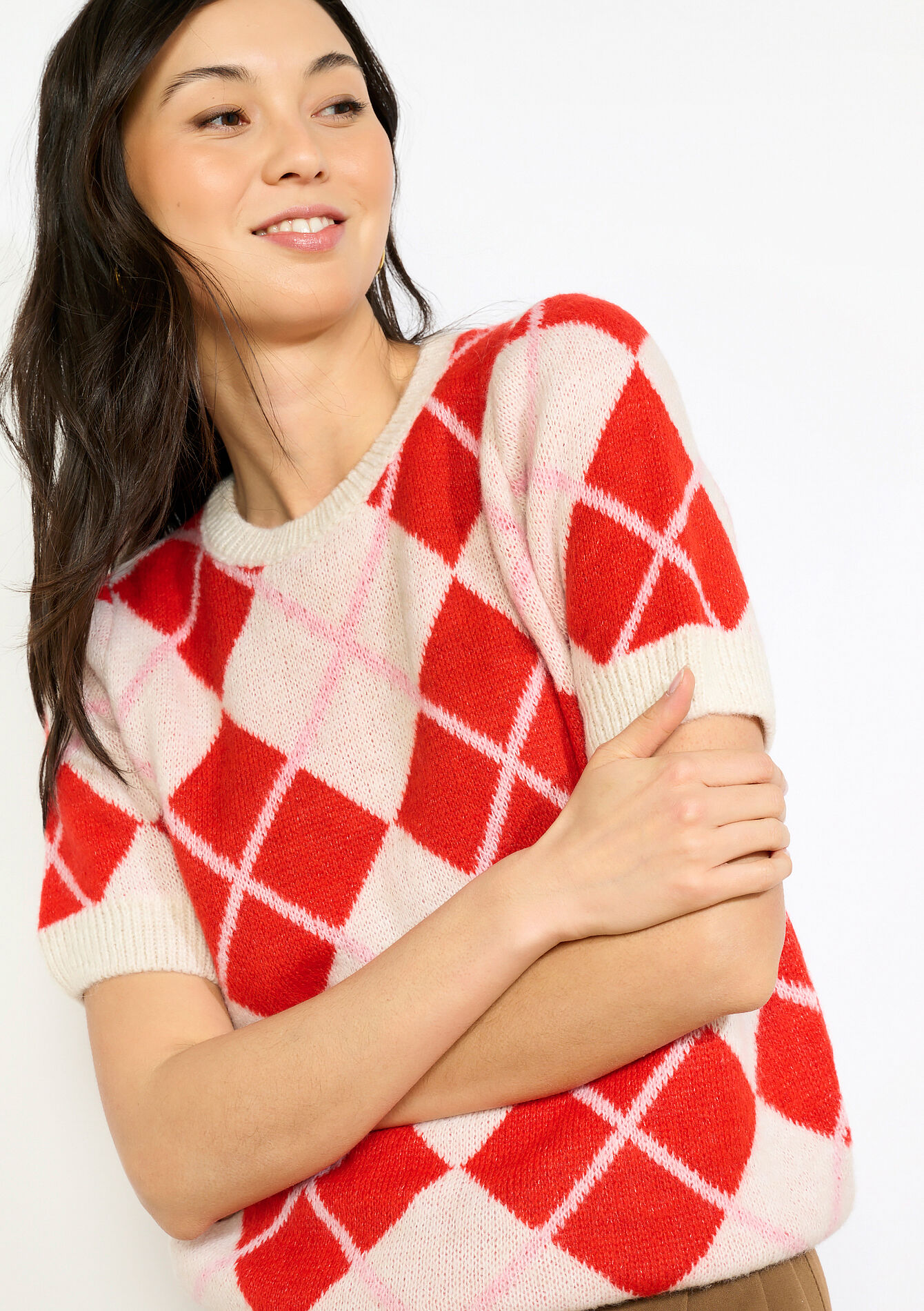 Pull à losanges doux - RED PAPRIKA - 04007200_1293