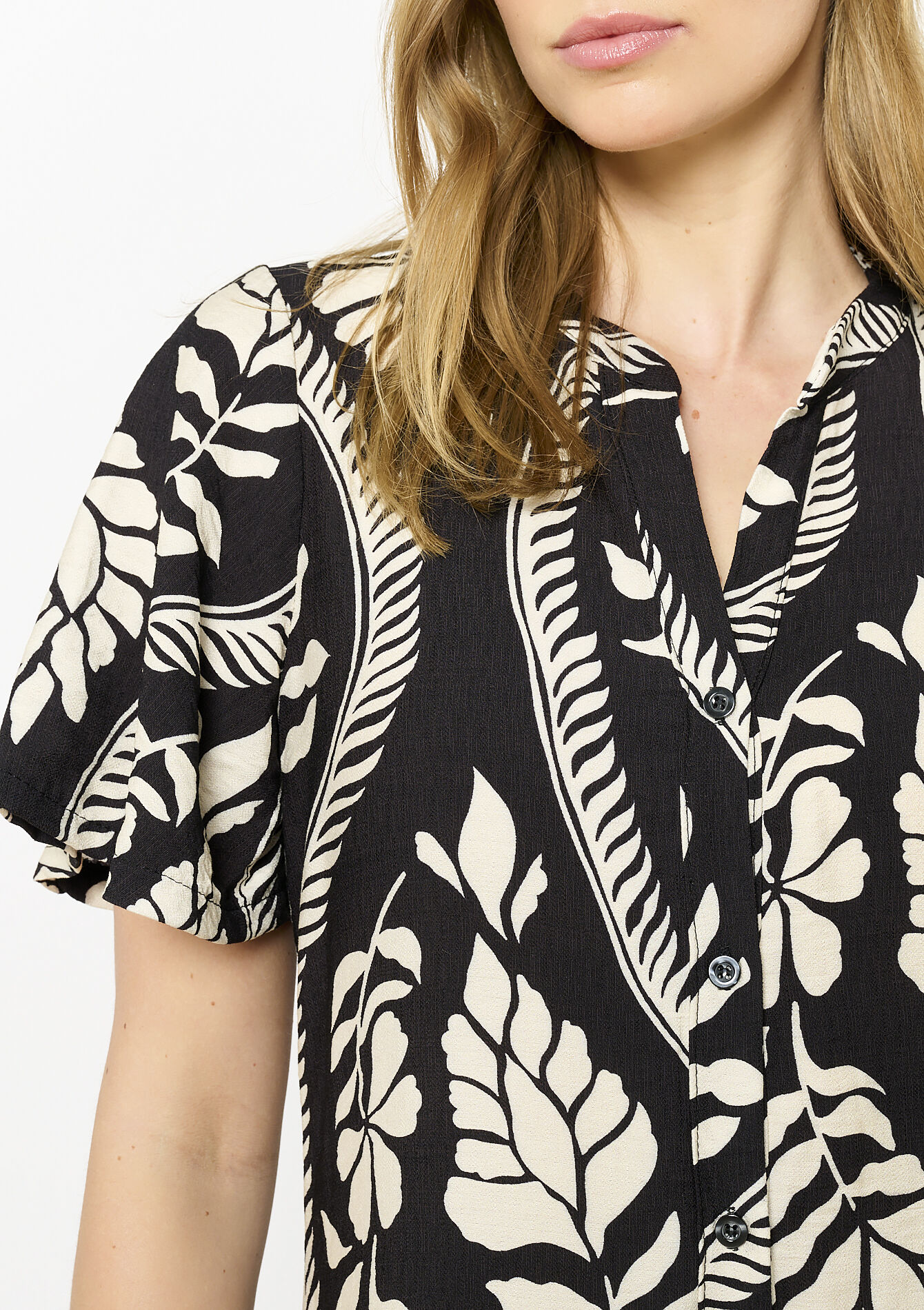 Flowing printed shirt dress, Flowing printed shirt dress - BLACK - 08104094