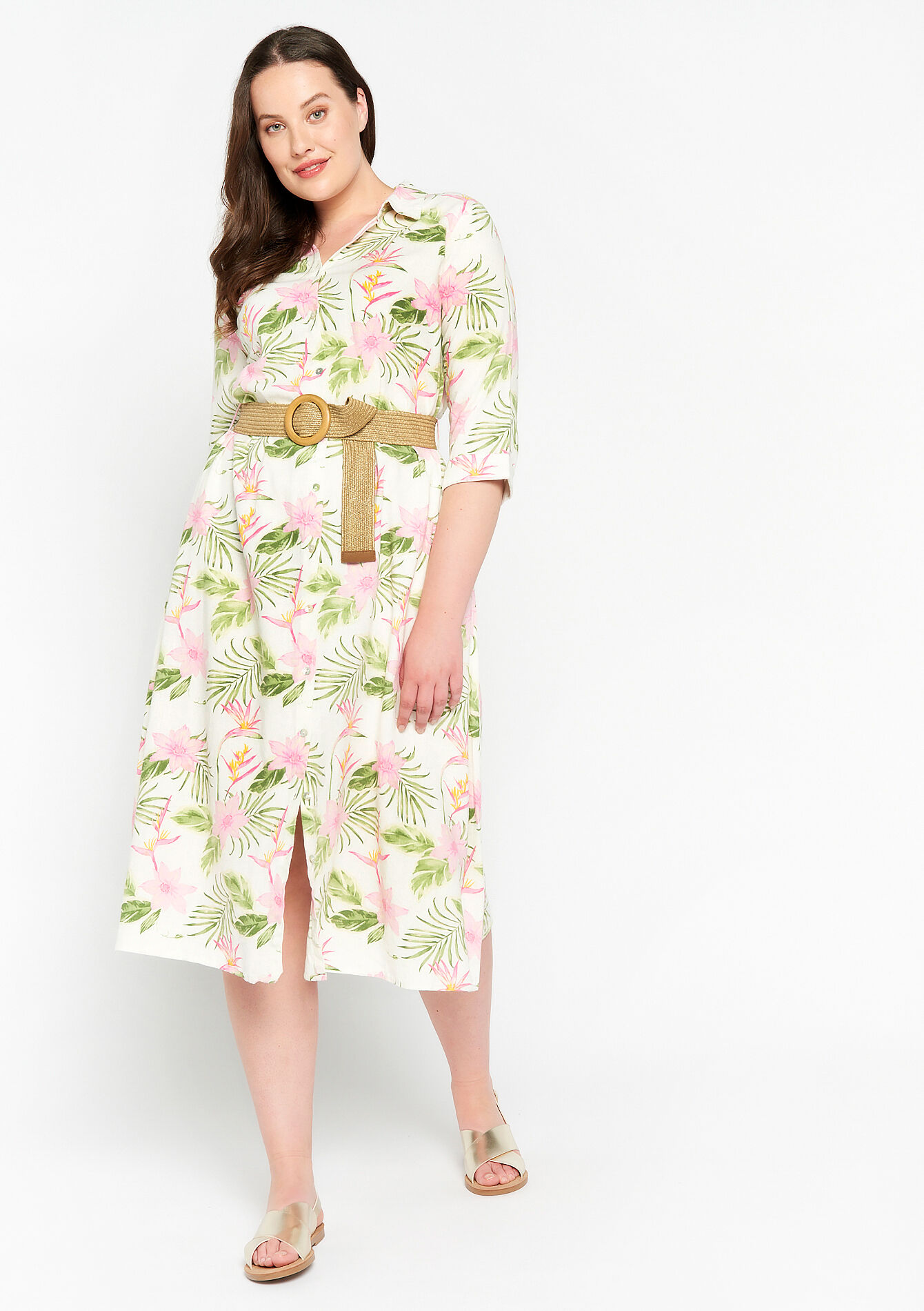 Hemdjurk met bloemenprint - OFFWHITE - 08601825_1001