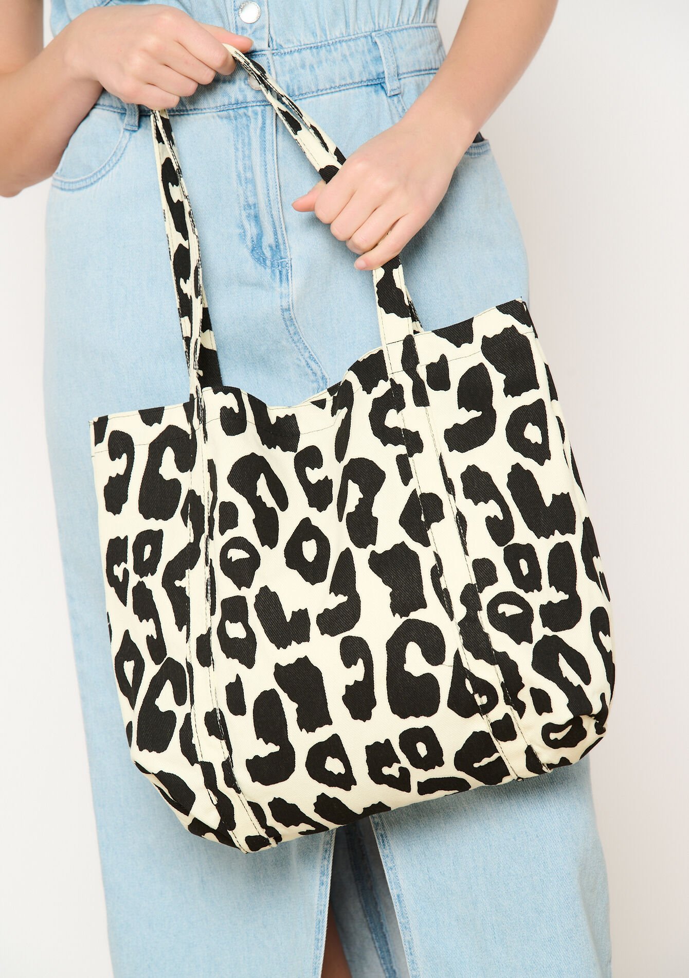 Totebag met luipaardprint, Totebag met luipaardprint - BLACK - 14001870_1119