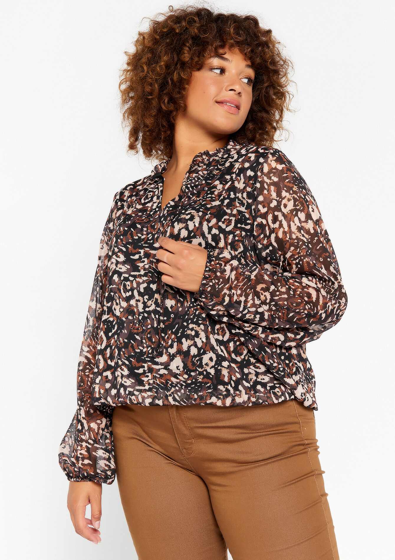 Lurex blouse, Lurex blouse - CAMEL BROWN - 05702025_3818