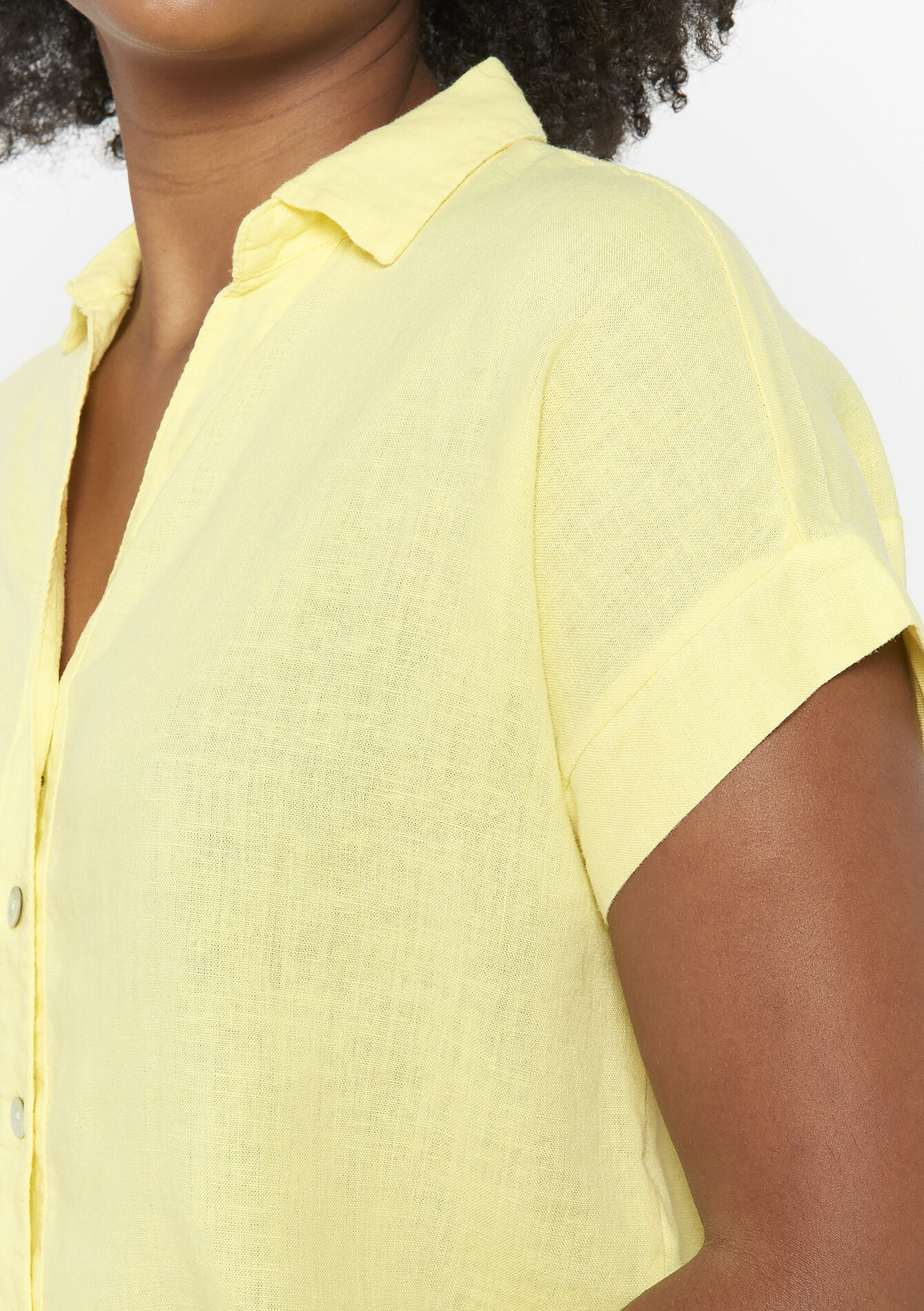 Linnen blouse met knoopsluiting - YELLOW PASTEL - 05702839_5004