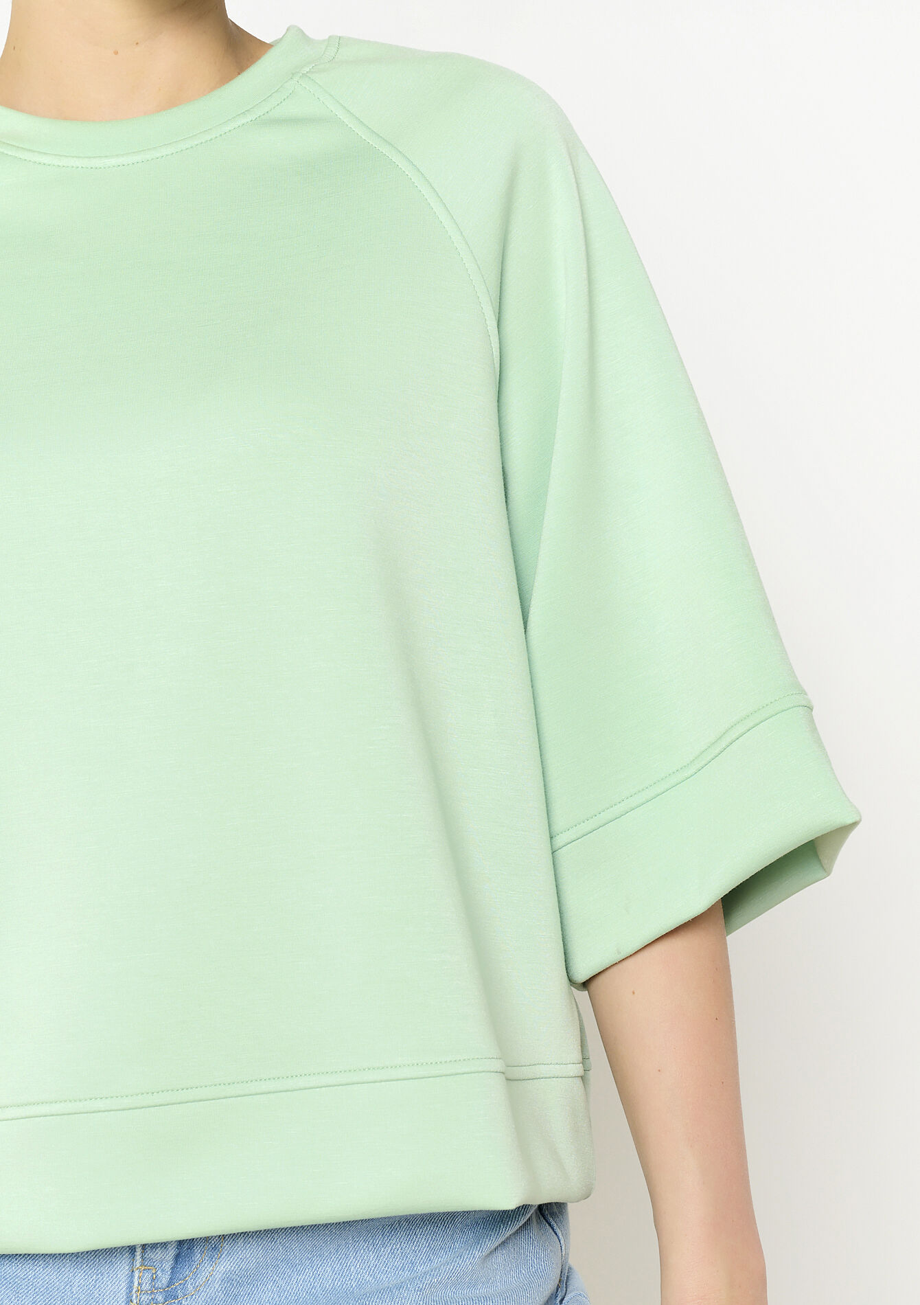 Losvallende sweat - LIGHT GREEN PASTEL - 03001777_1822