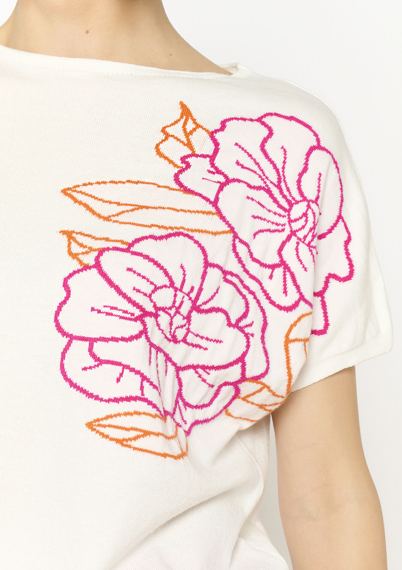 Gebreide top met bloemen, Gebreide top met bloemen - OFFWHITE - 04006961_1001