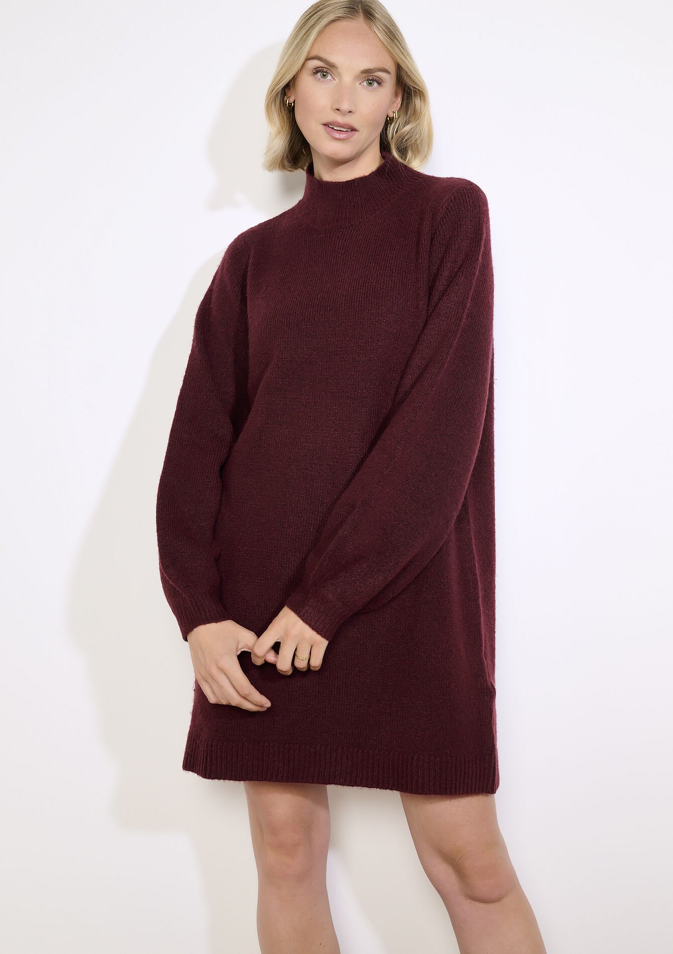 Robe pull col montant, Robe pull col montant - BORDEAUX WINE - 08104035_5514