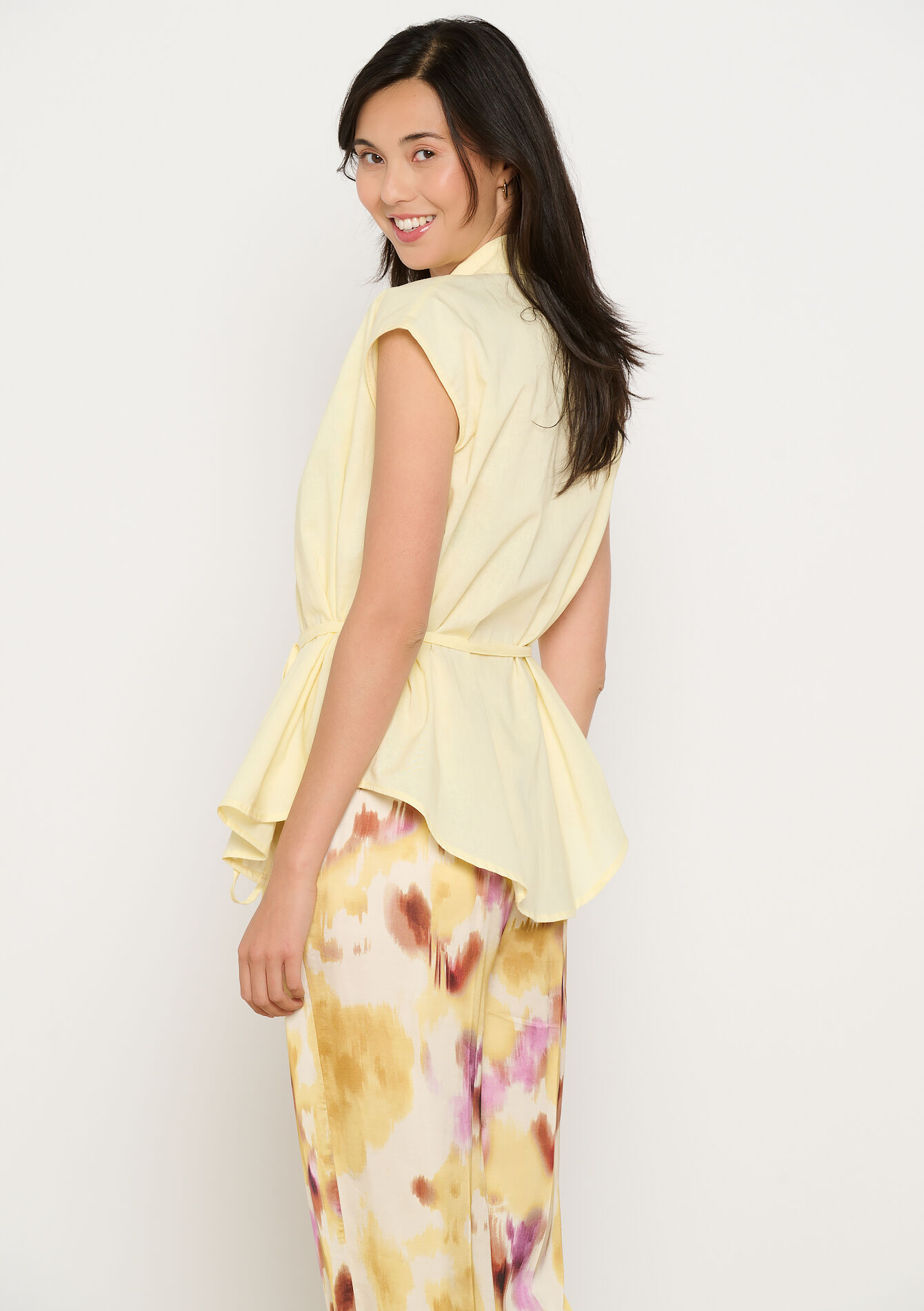 Belted wrap blouse - YELLOW PASTEL - 05702841_5004
