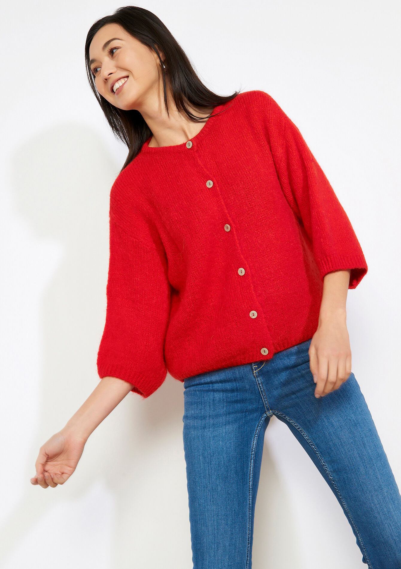 Minimalistisch vest met knopen - RED LOLLIPOP - 04101446_5301