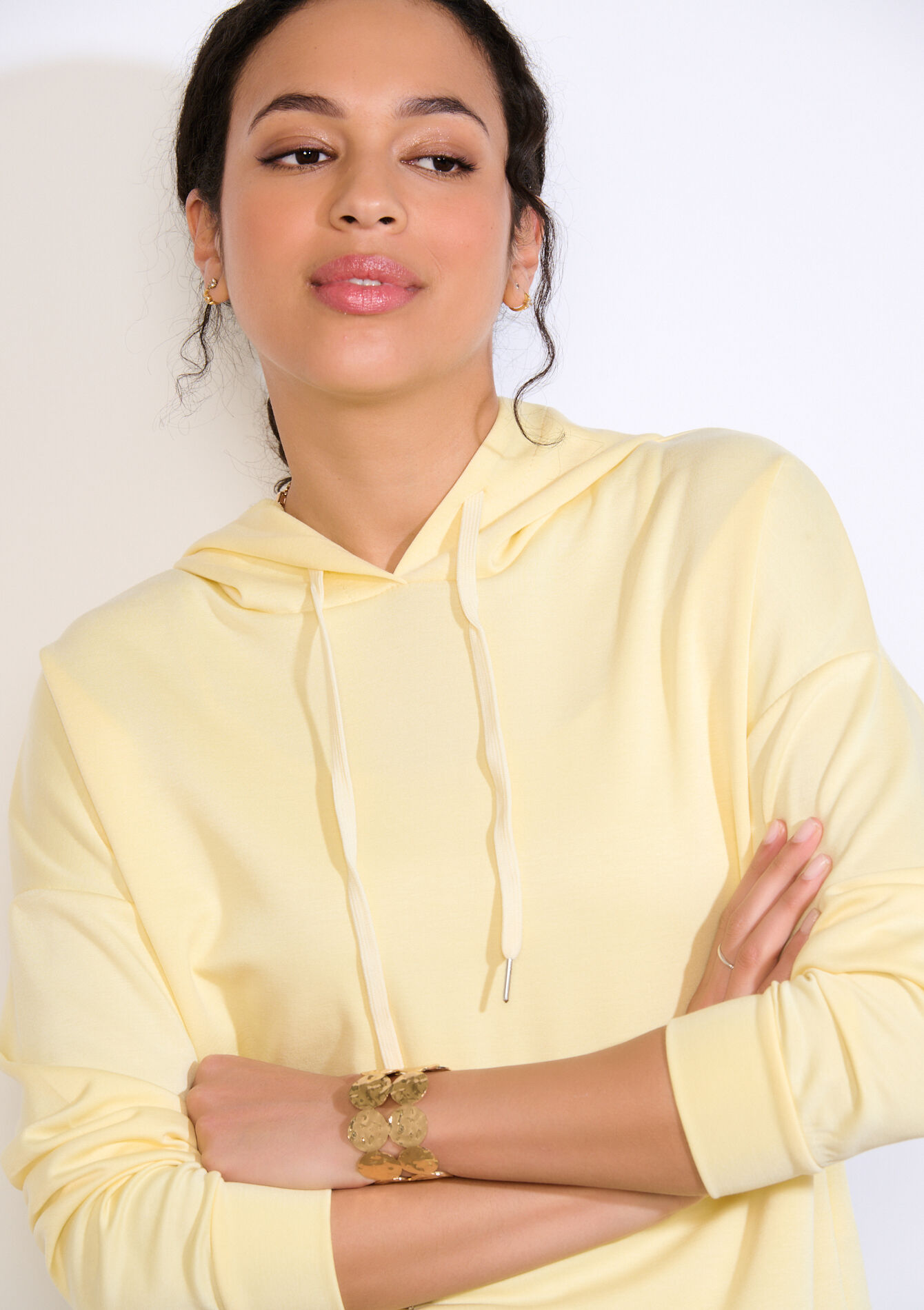 Hoodie - YELLOW PASTEL - 15100428_5004