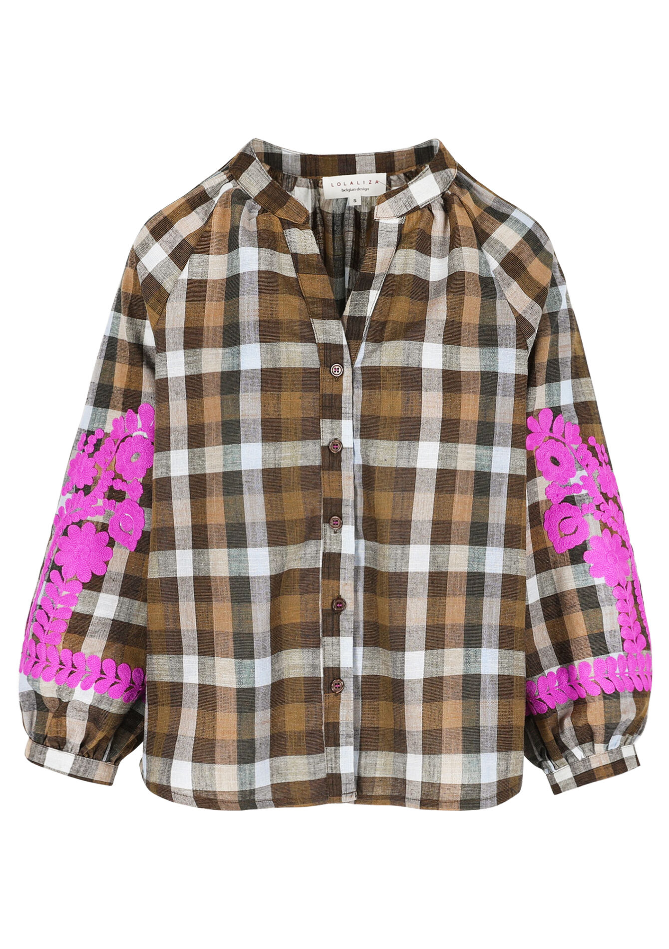 Blouse met borduursel, Blouse met borduursel - BROWN DARK CHOCOLATE - 05702995_3720