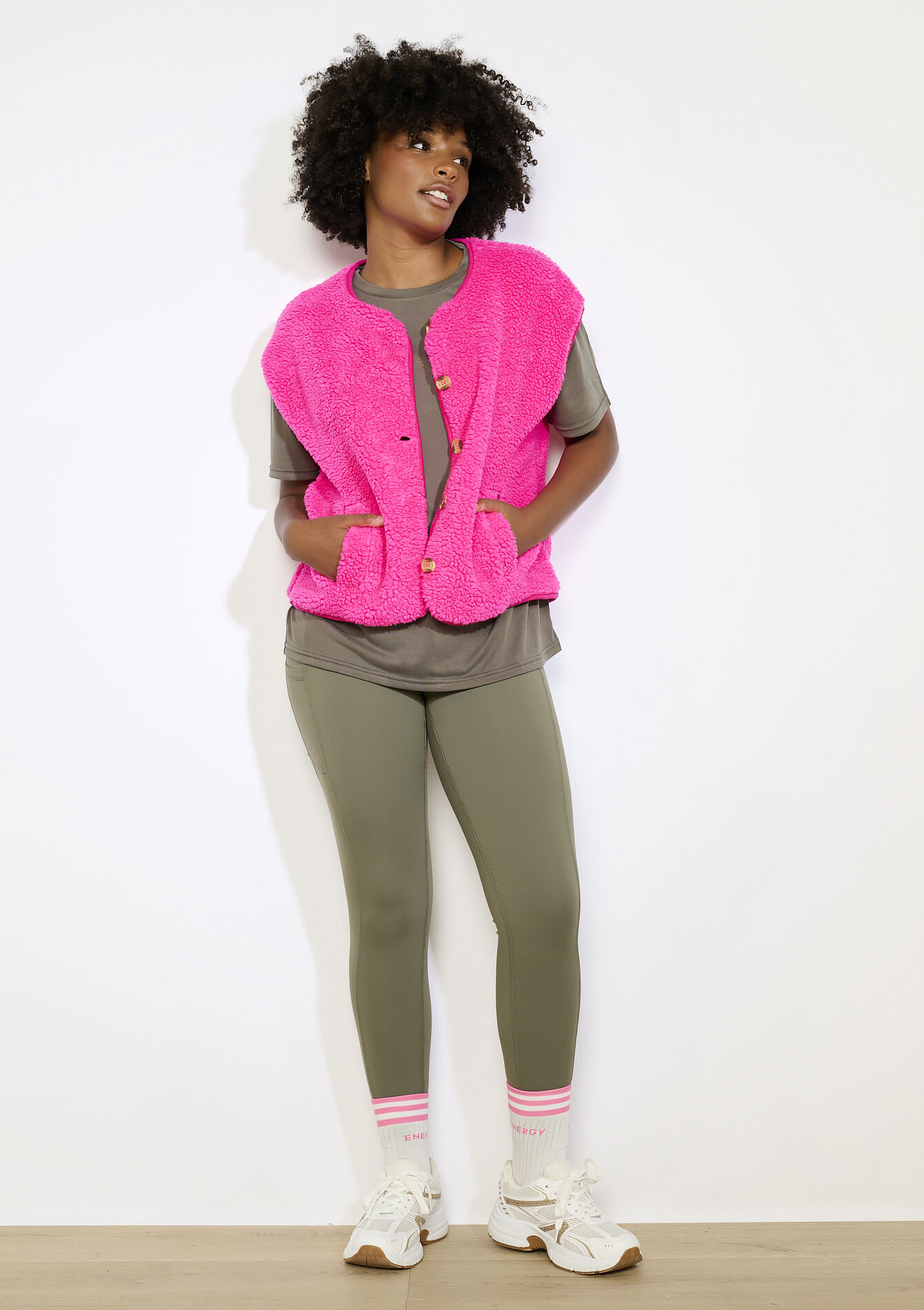 Zachte mouwloze bodywarmer, Zachte mouwloze bodywarmer - FLUO PINK - 09001486_5727