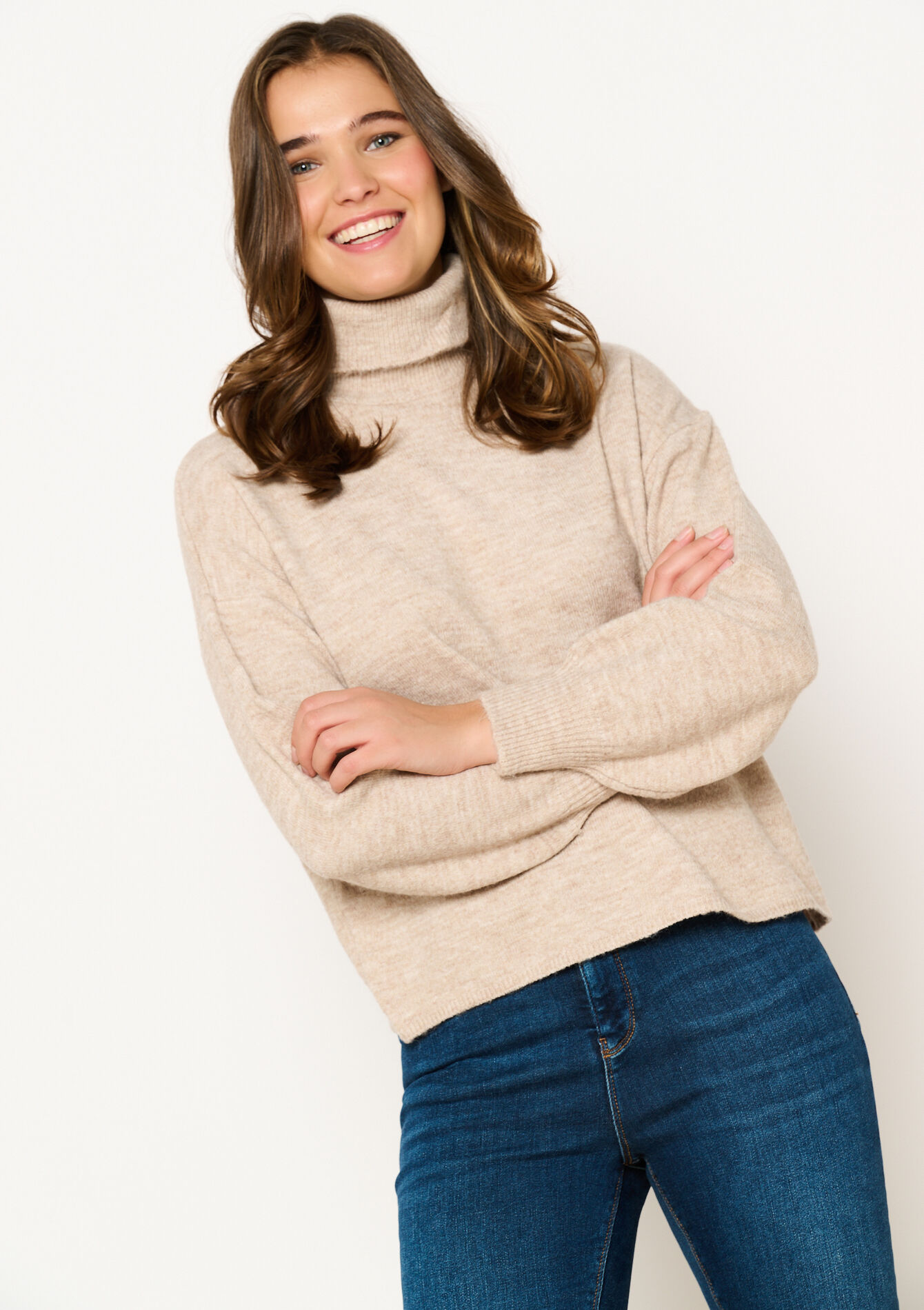 Sweater with turtleneck, Sweater with turtleneck - BEIGE CHINE - 04101156_4025