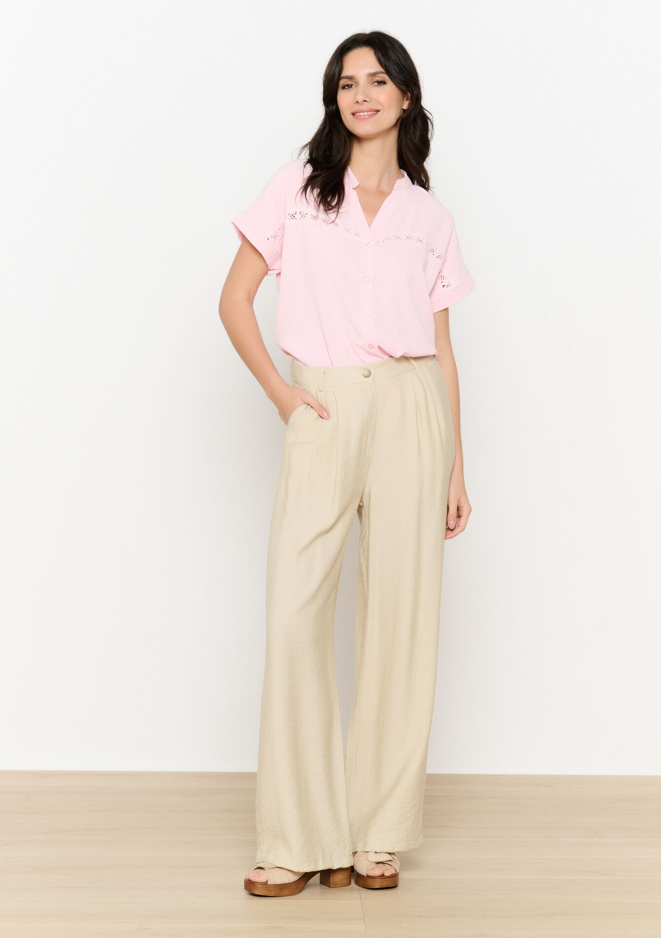 Geborduurde soepele blouse, Geborduurde soepele blouse - LIGHT PINK - 05702779_1303