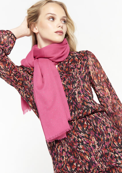 Wide casual scarf with mini sequins - FUSCHIA PINK - 1028096