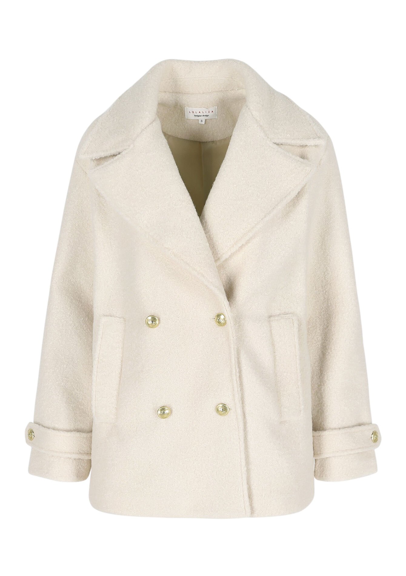 Textured short peacoat, Textured short peacoat - VANILLA WHITE - 23000798_1013