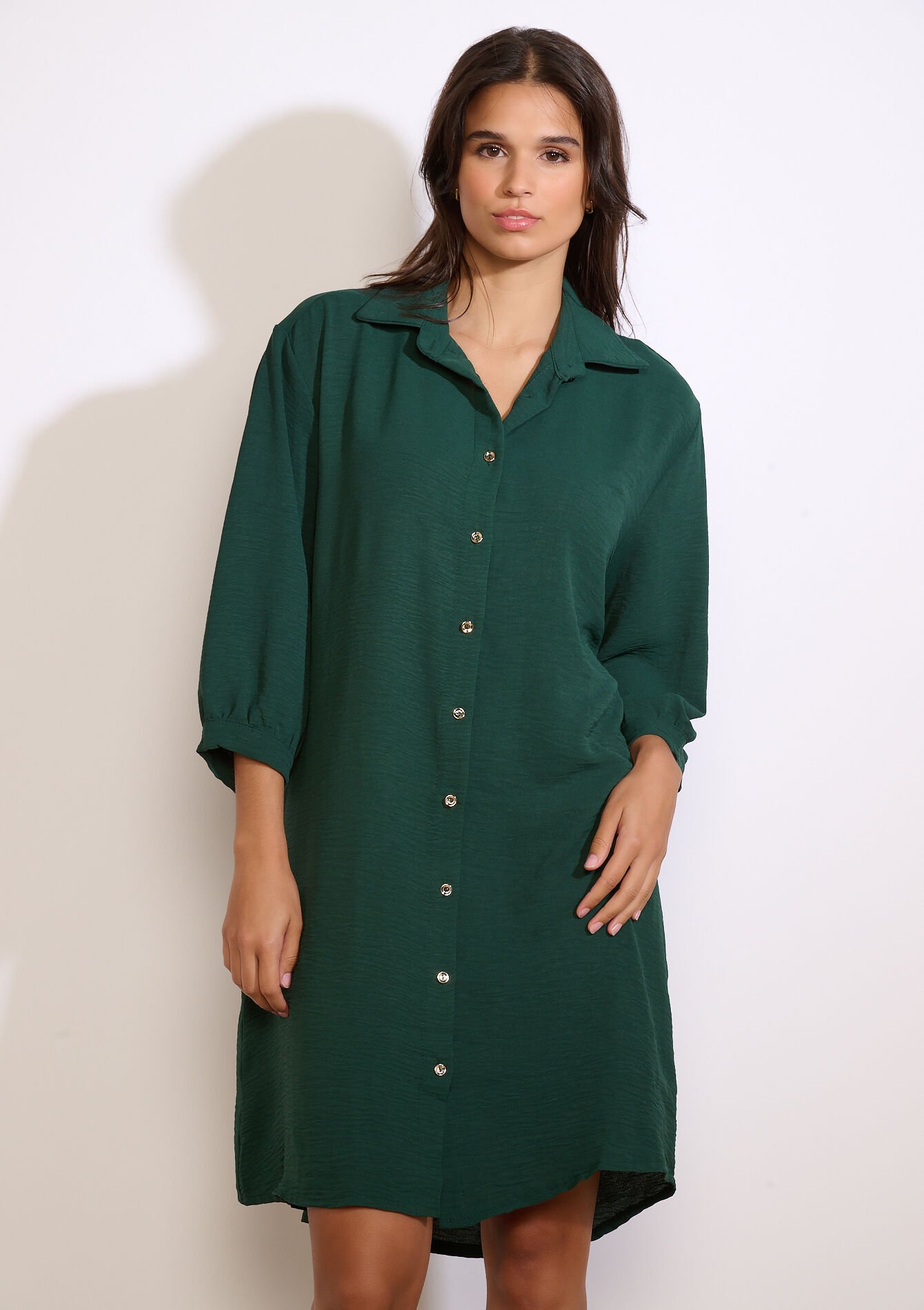 Oversized overhemdjurk, Oversized overhemdjurk - BOTTLE GREEN - 08104338_1778