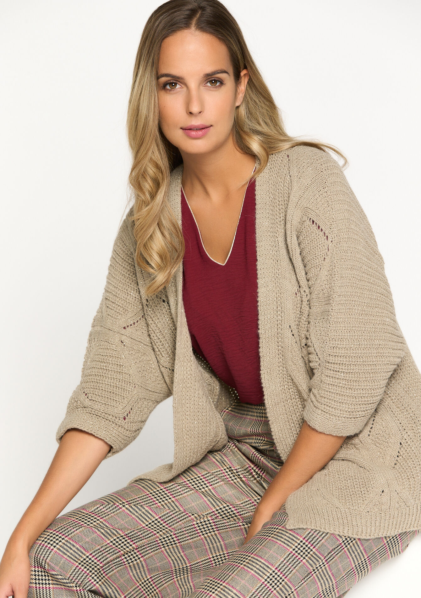 Cardigan en lurex, Cardigan en lurex - LT BEIGE - 04100997_2527