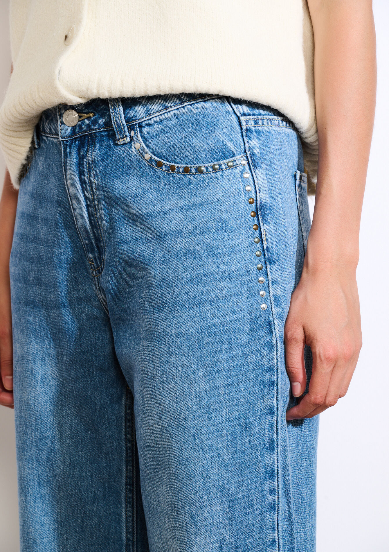 Flared jeans in lichte wassing - MEDIUM BLUE - 22000602_0500