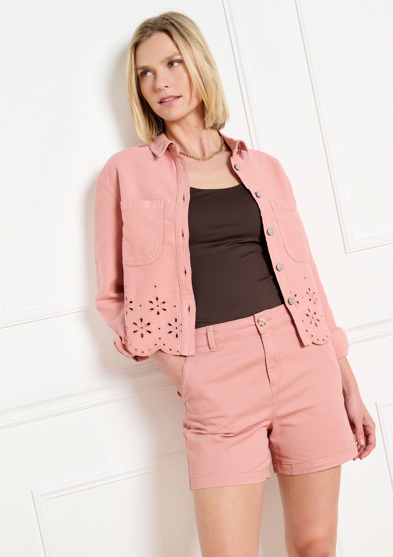 Broderie anglaise jacket - COSMETIC PINK - 09101120_5733