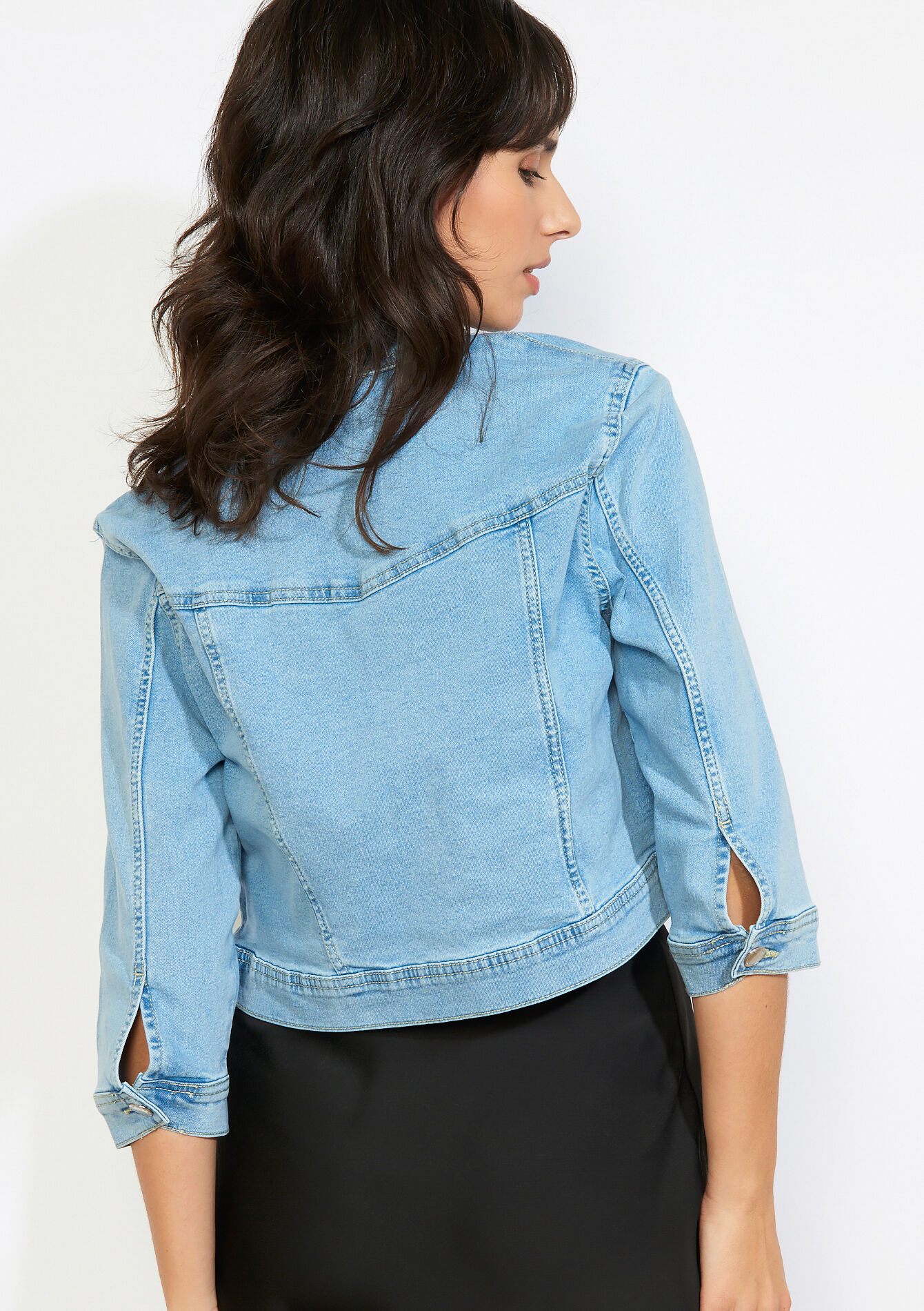 Veste courte en denim - BLUE BLEACHED - 09101101_0502