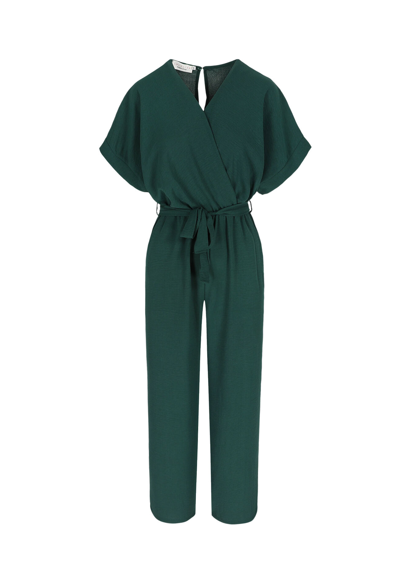Losvallende wikkel jumpsuit - BOTTLE GREEN - 06004652_1778