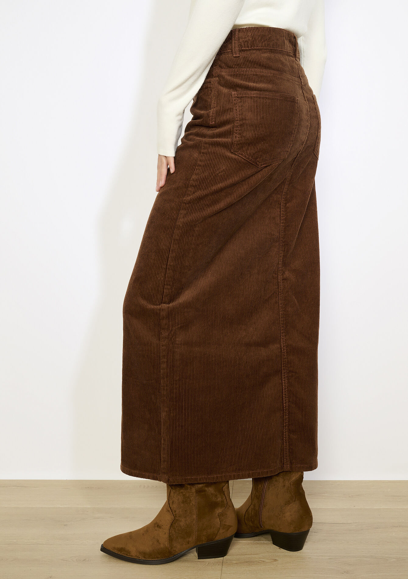 Lange ribfluwelen rok, Lange ribfluwelen rok - CAMEL GINGER - 07101354_3831