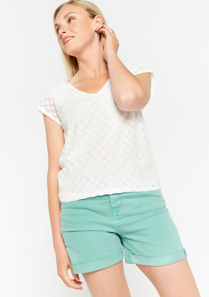 T-shirt with macramé - OFFWHITE - 02301378_1001