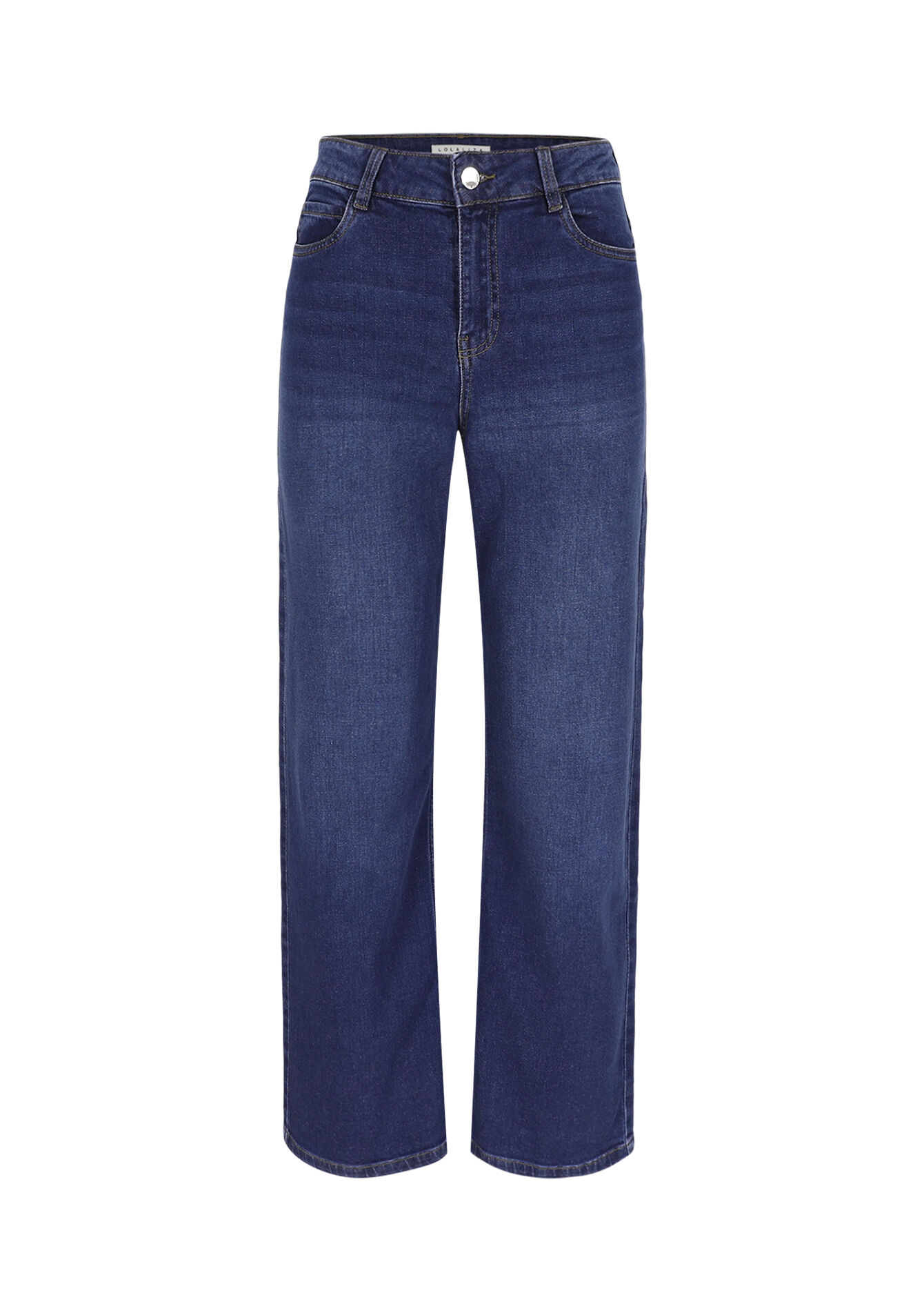 Wijde jeans met hoge taille - DARK BLUE - 22000594_0501