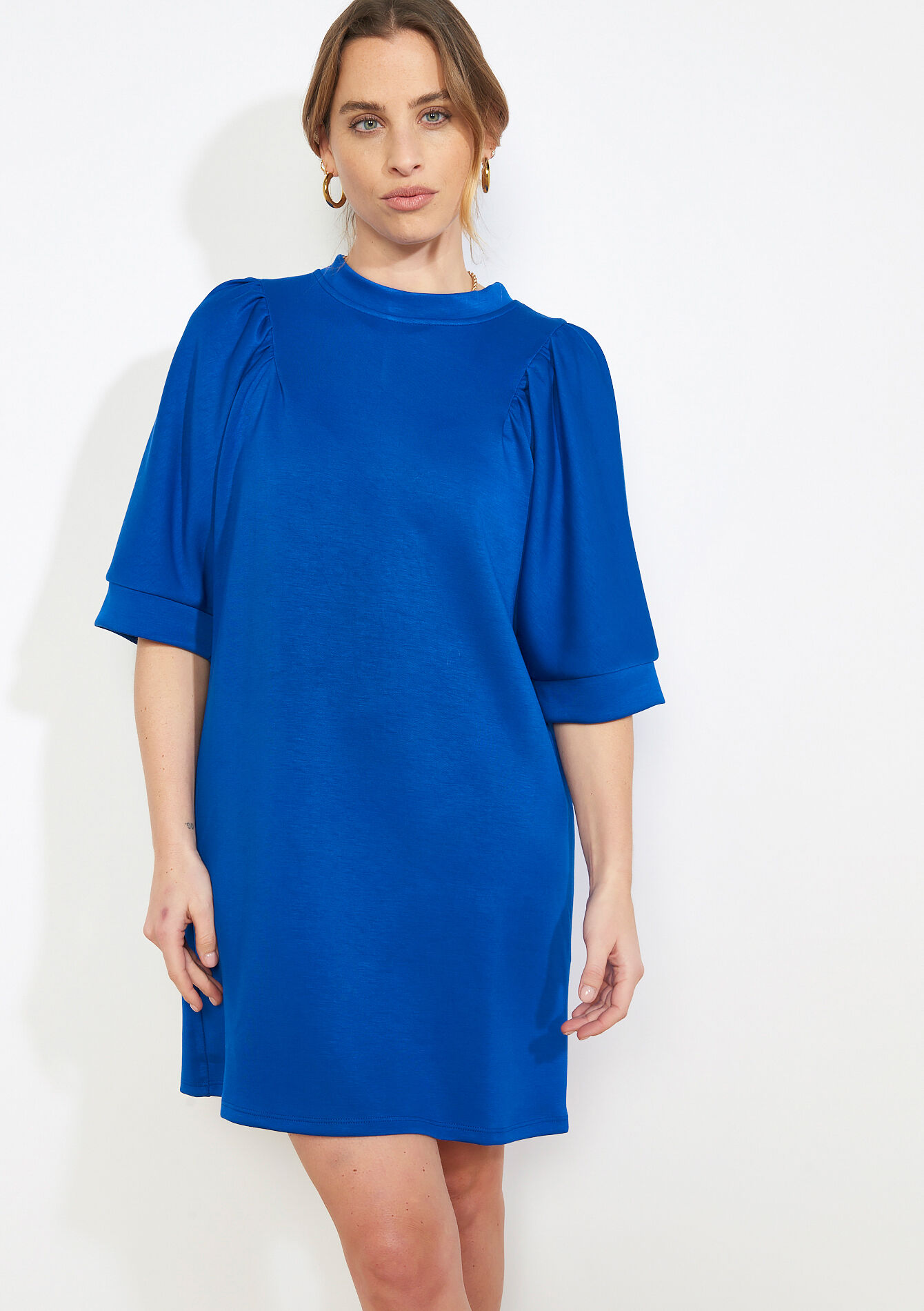 Robe sweat à manches bouffantes - ELECTRIC BLUE - 08104448_1619