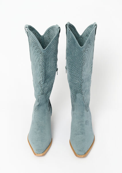 Suede western boots - BLUE DENIM - 13100257_1638
