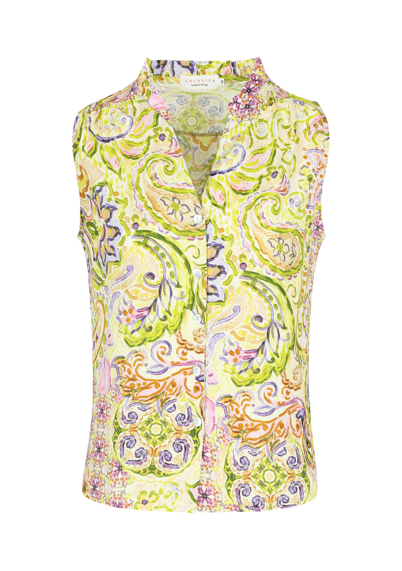 Mouwloos hemd met paisleyprint, Mouwloos hemd met paisleyprint - YELLOW PASTEL - 05702529_5004